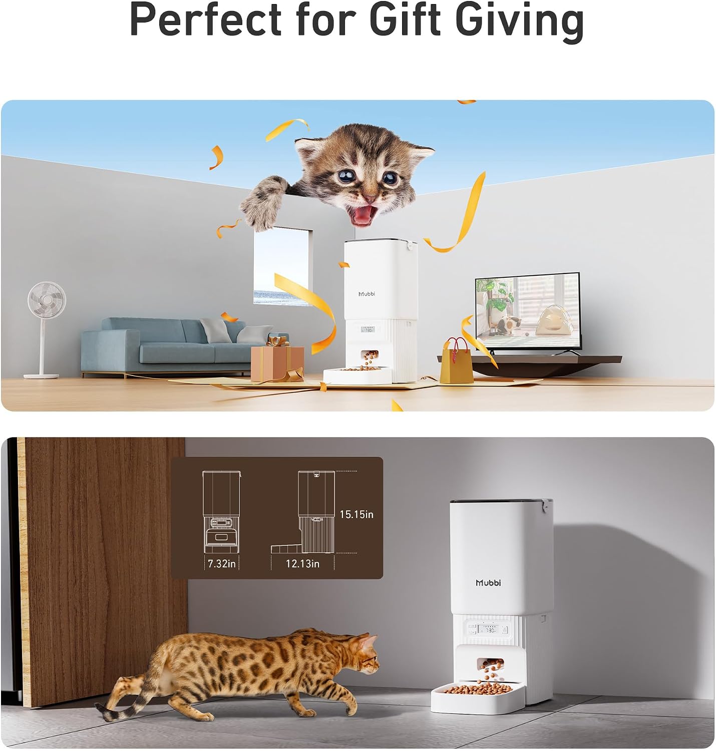 Automatic Cat Feeder - 7L/29 Cups Cat Food Dispenser with Desiccant Bag, 1–6 Meals, Ideal for 2–15mm Dry Food, Auto Pet Feeder with Dual Power Supply, Automatic Dog Feeder for Small Medium Breed - Image 9