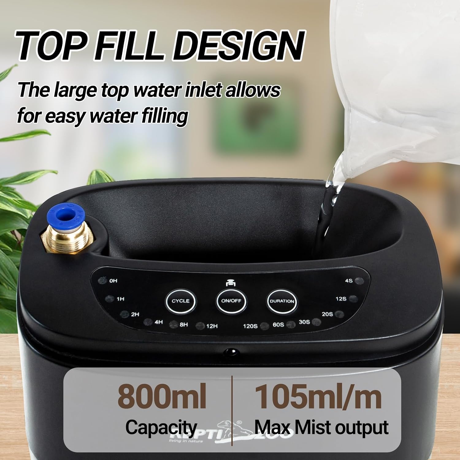 REPTI ZOO 800ml Portable Mister Fogger for Reptile Tank Enclosure - Terrarium Misting System With 2 Nozzles for Amphibians and Rainforest Plants - Image 3