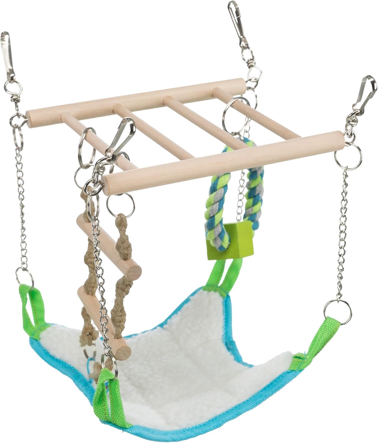 Trixie Small Animal Suspension Bridge, Hanging Cage Accessory with Hammock and Climbing Toys - Ladder and Ring, Ideal for Rats, Ferrets, Guinea Pigs, Mice - Image 4