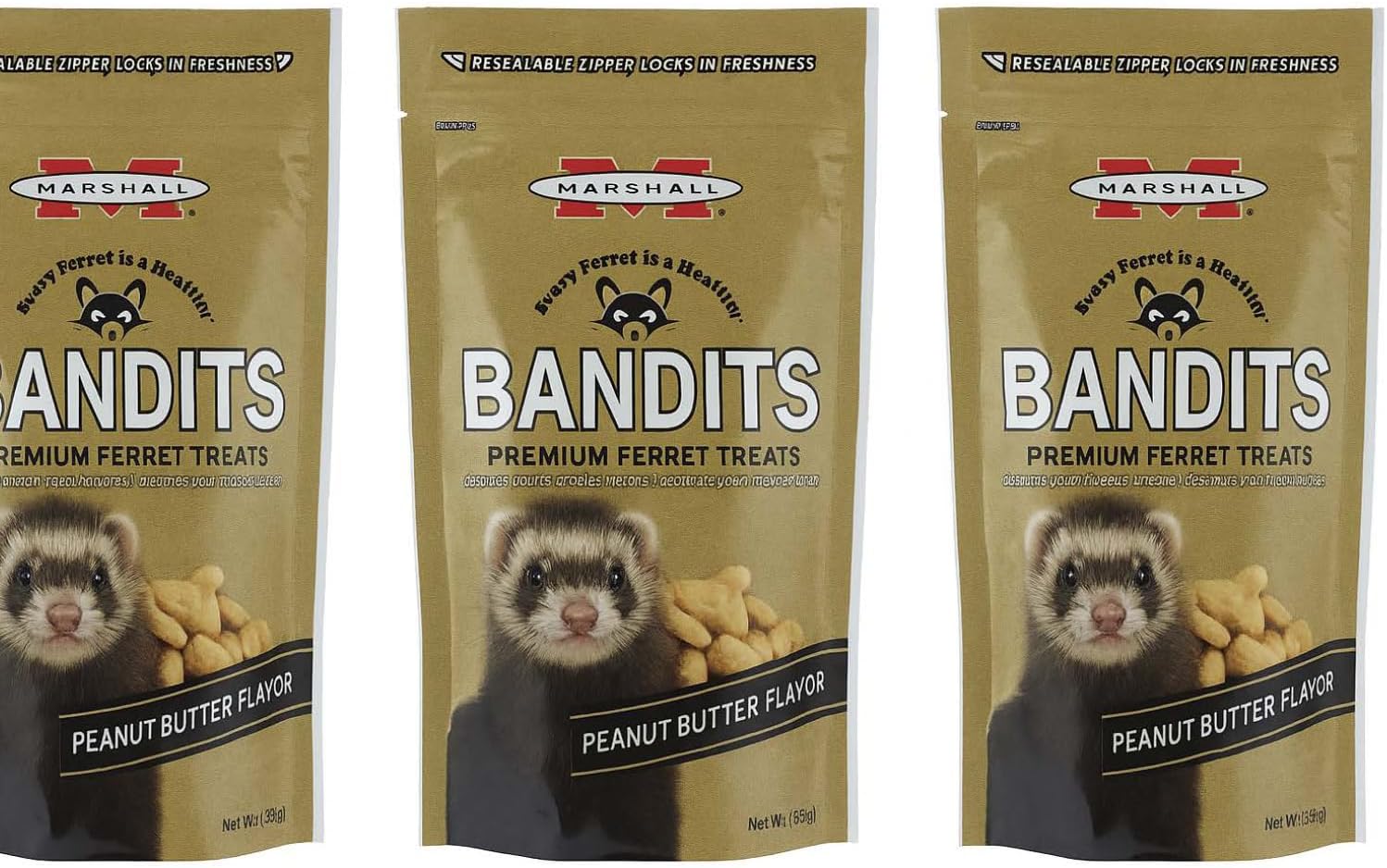 Marshall Bandits Premium Ferret Treats – Peanut Butter Flavor – 3 oz – Soft, Chewy Snacks for Training, Bonding & Daily Treating (Pack of 3)