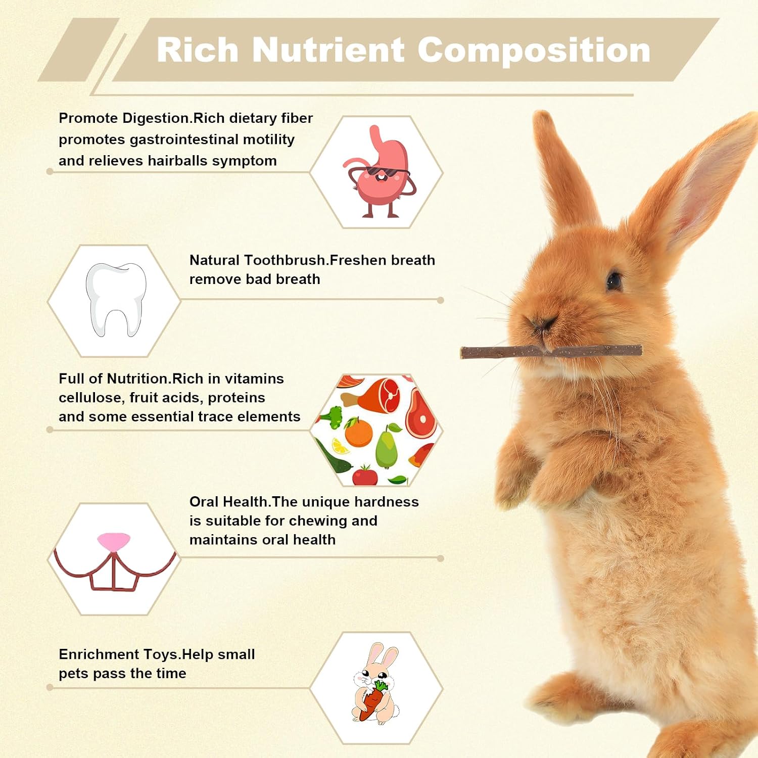 900g Apple Sticks Wood Chew Sticks Toys for Rabbits Chinchillas Guinea Pigs Hamsters Bunny Molar Chew Treats Toys for Teeth, Small Animals Snacks - Image 2