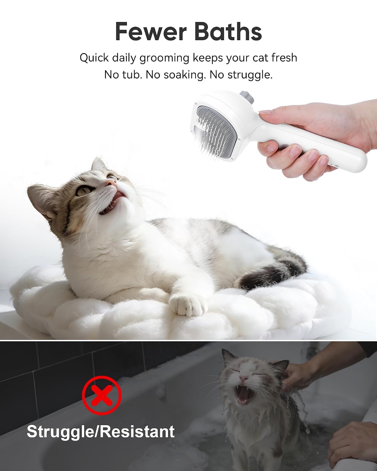 Pet Steam Brush Dog Cat 2026 New Grooming Comb for Shedding, Floating Hair, Smooth & Detangling, Gentle Cool Mist Softens Hair Reduces Static Helps Pets Who Dislike Bathing,Includes Waterless Shampoo - Image 4