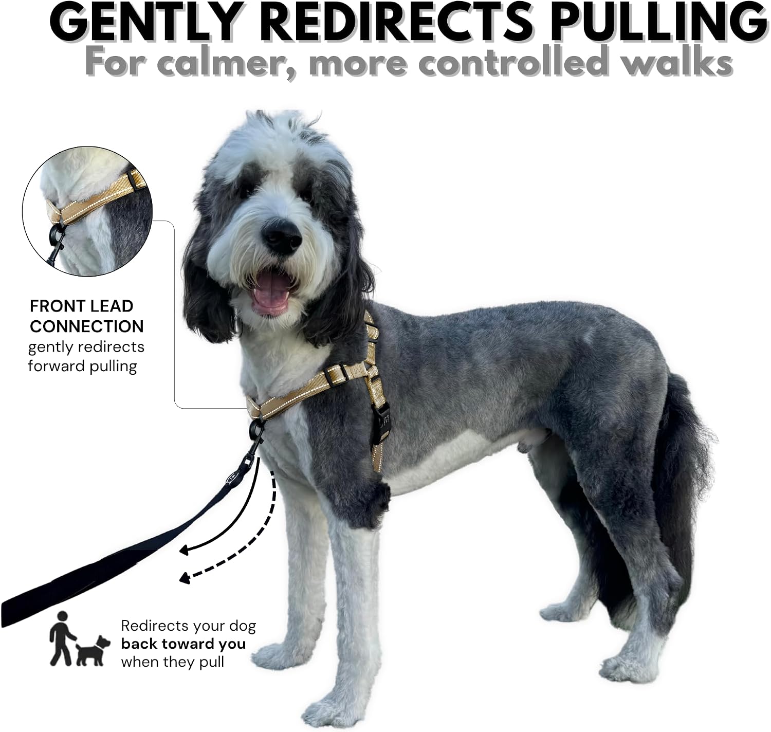 ShawnCo Dream Walk Pro Dog Harness- No-Pull, Comfortable, Adjustable, Easy to Use Pet Halter to Help Stop Pulling for Small, Medium and Large Dogs (Driftwood, Large) - Image 2