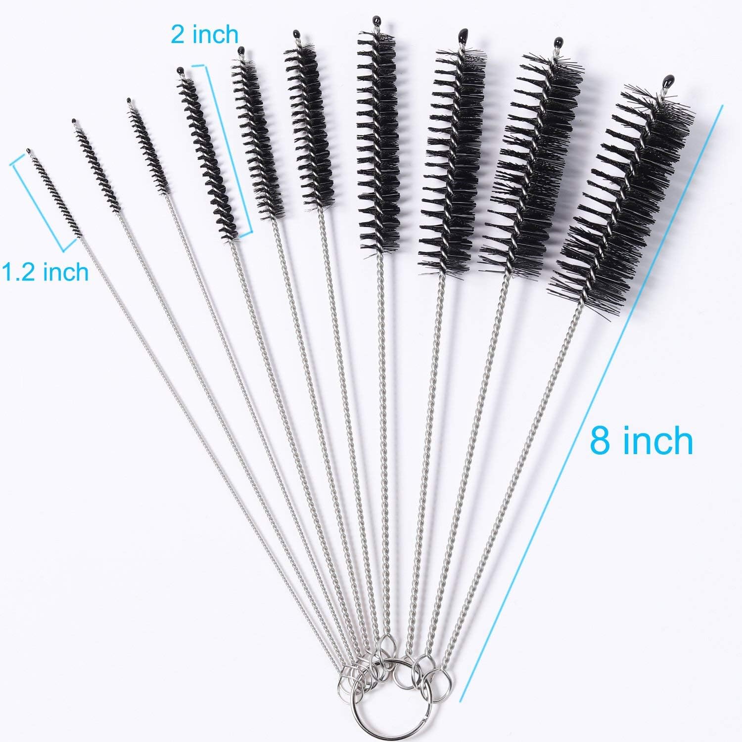 Aquarium Filter Brush Set, Flexible Double Ended Bristles Hose Pipe Cleaner with Stainless Steel Long Tube Cleaning Brush and 10 Pcs Different Sizes Bristles Brushes for Fish Tank or Home Kitchen - Image 4