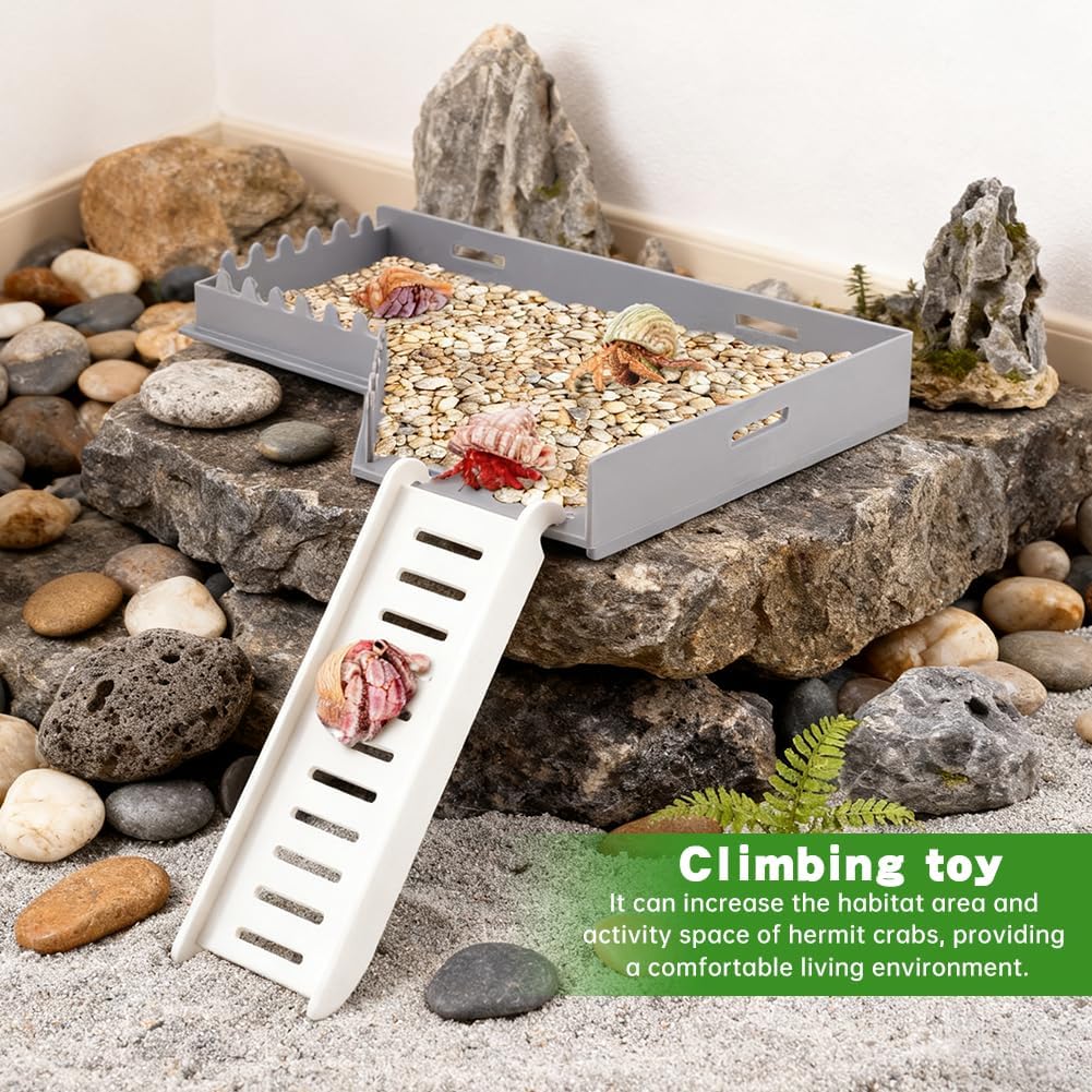 Hermit Crab L-Shaped Plat-Form with Ladder, No-Drill Climbing Plat-Form with Ramp, Hermit Crab Climbing Toys Habitat Tank Accessories - Image 3