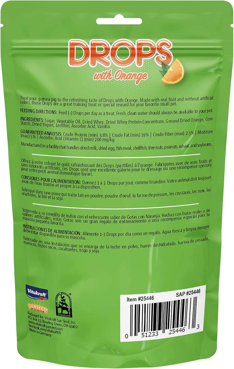 Vitakraft Drops with Orange Flavor Guinea Pig Treats 5.3 oz Bag Delicious Yogurt Enriched Snacks with Vitamin C Essential Nutrients and Wholesome Nourishment for Small Pets - Image 2