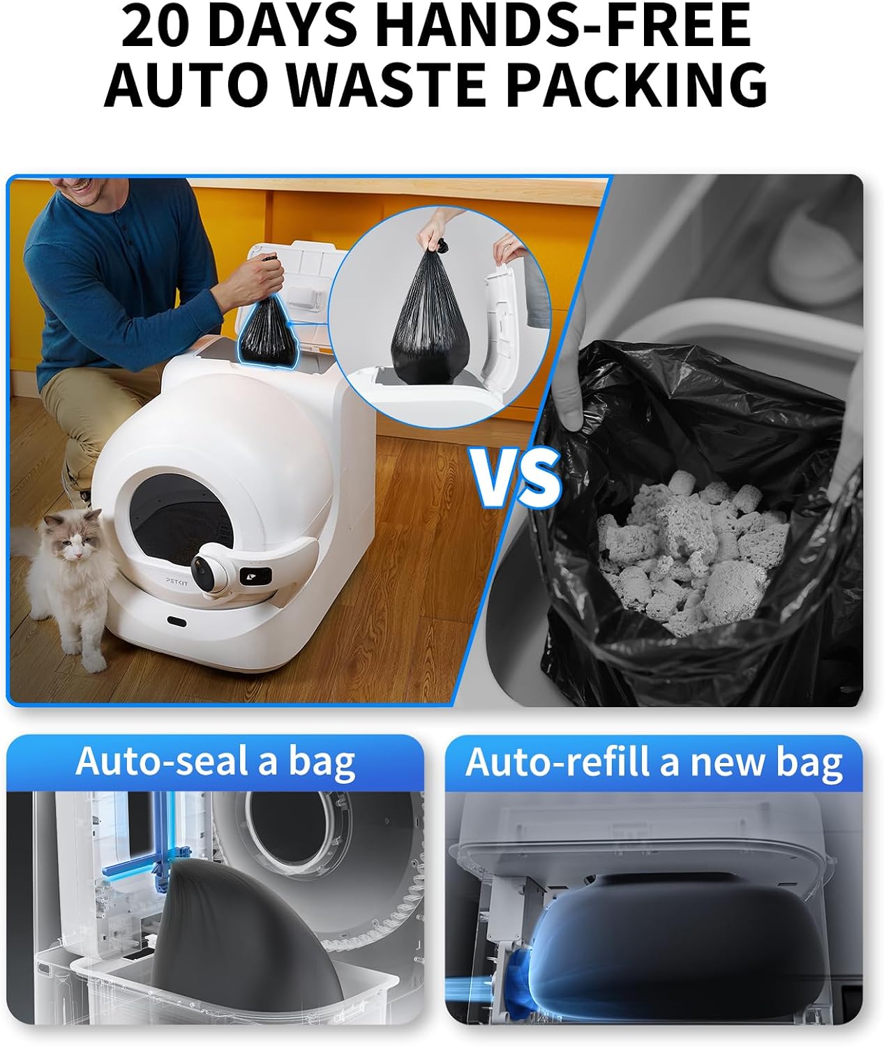 PETKIT Purobot Ultra Auto Waste Packing & Multi-Cat Toilet Behavior Ai Camera Tracking Automatic Self-Cleaning Cat Litter Box, Smart Robot with 5G WiFi App Control&Integration Safety&Odor Free - Image 5