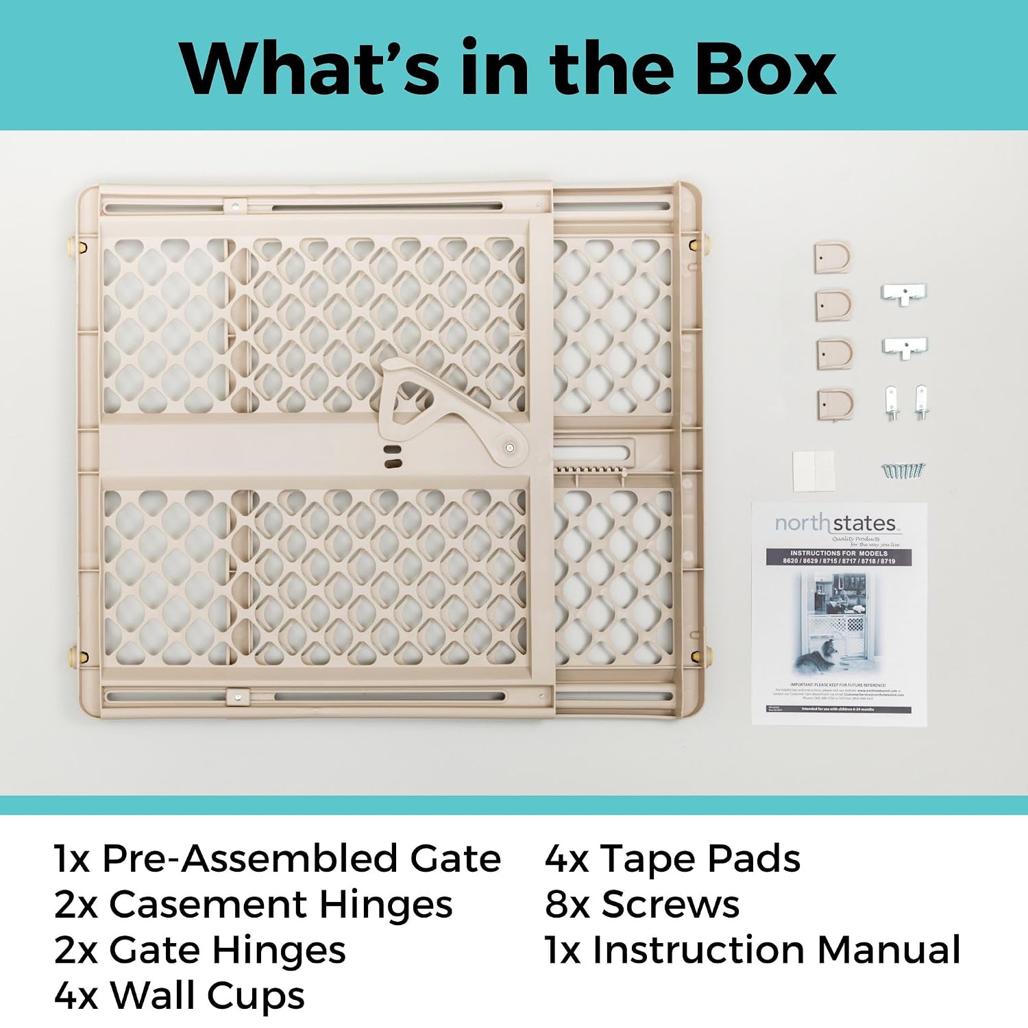 Toddleroo by North States - Supergate Ergo Baby Gate: Plastic Baby Gate for Stairs & Doorways - Adjustable Indoor Safety Gate - Made in USA - 26 to 42 Inches Wide - 26 Inches Tall - Sand - Image 10