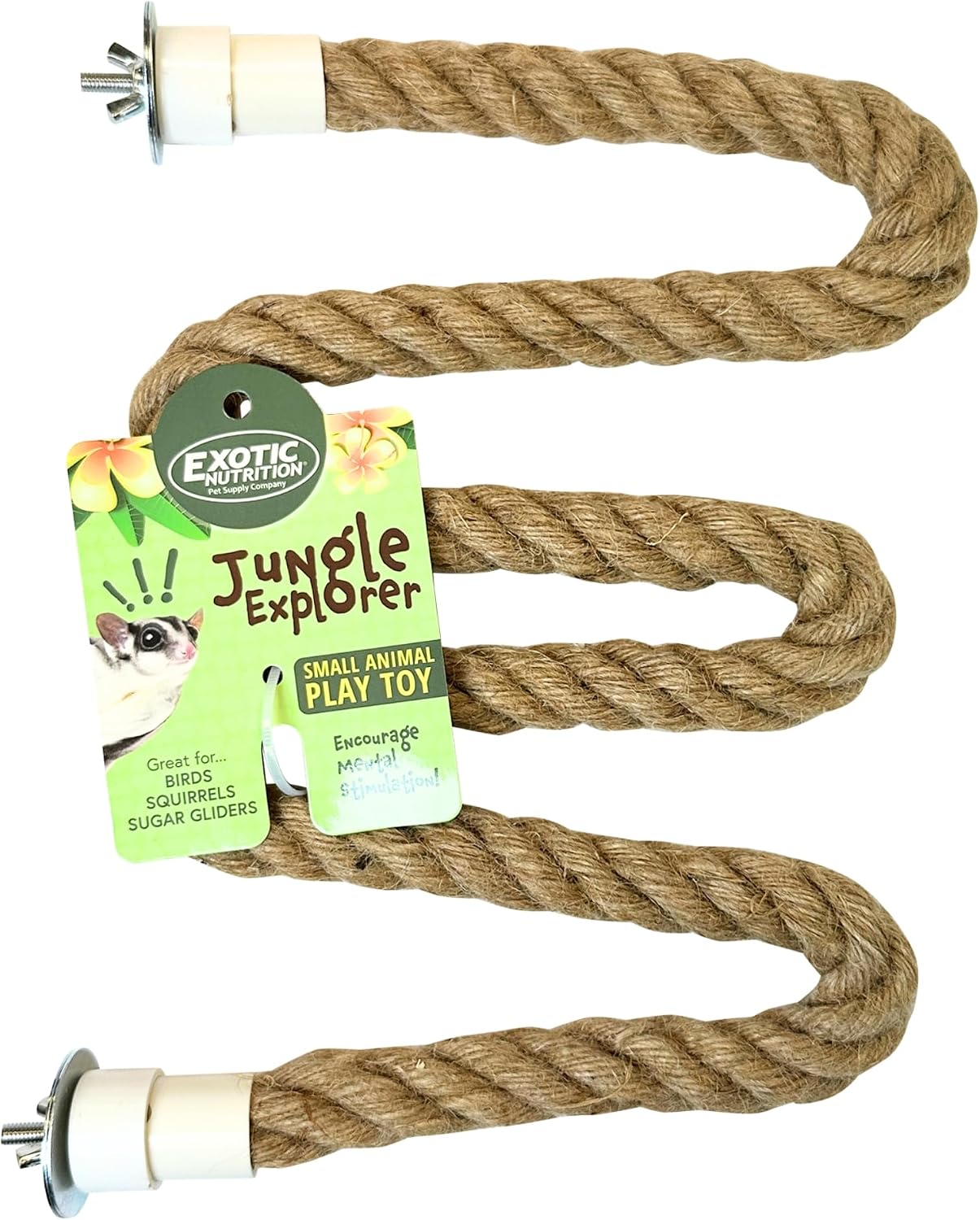 42 Inch Natural Rope (Regular) - Flexible Bendable Climbing Rope Perch Cage Accessory Toy - Sugar Gliders, Squirrels, Degus, Marmosets, Monkeys, Parrots, Birds, Rats & Other Small Pets - Image 4