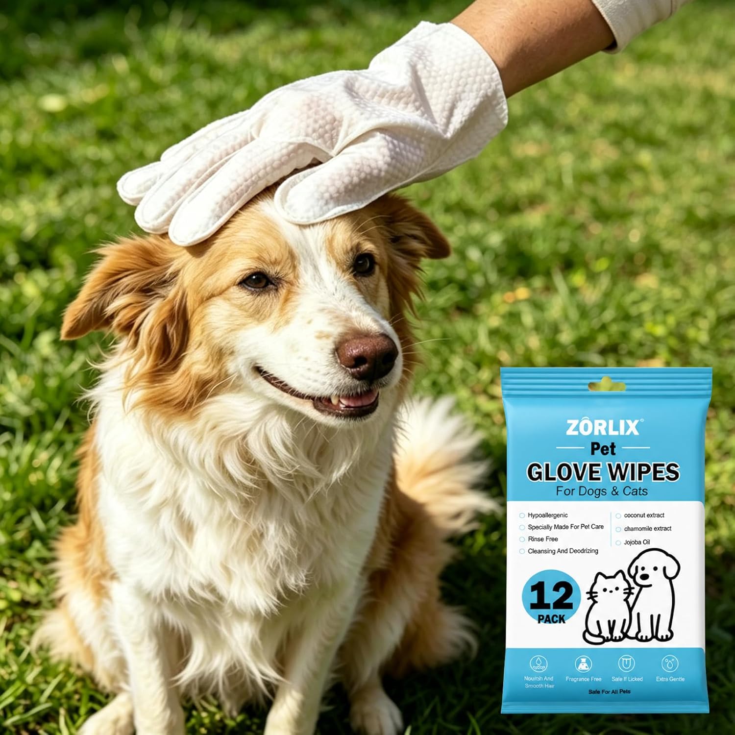 36Pcs Hypoallergenic Pet Glove Wipes for Dogs & Cats, Deodorize & Hydrate Fur Grooming Gloves for Paws, Face, Ears & Butt, Daily Care Between Baths & Travel - Image 7
