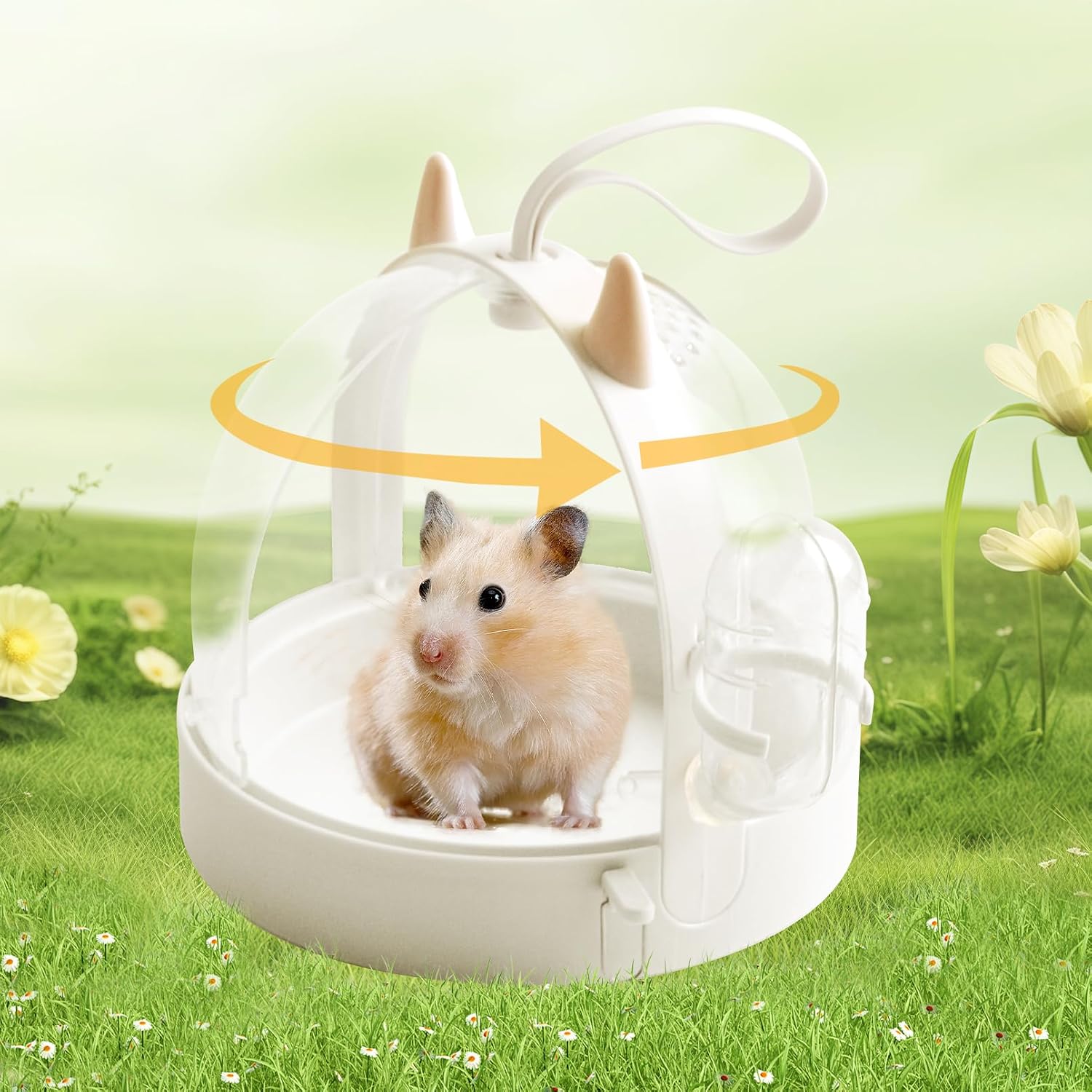 Hamster Portable Cage Travel Case,Hamster Carrying Cage High Permeability Guinea Pig Travel Cage with Water Bottle Travel Carrier for Gerbils Mice Guinea Pigs Sugar Glider(White) - Image 7
