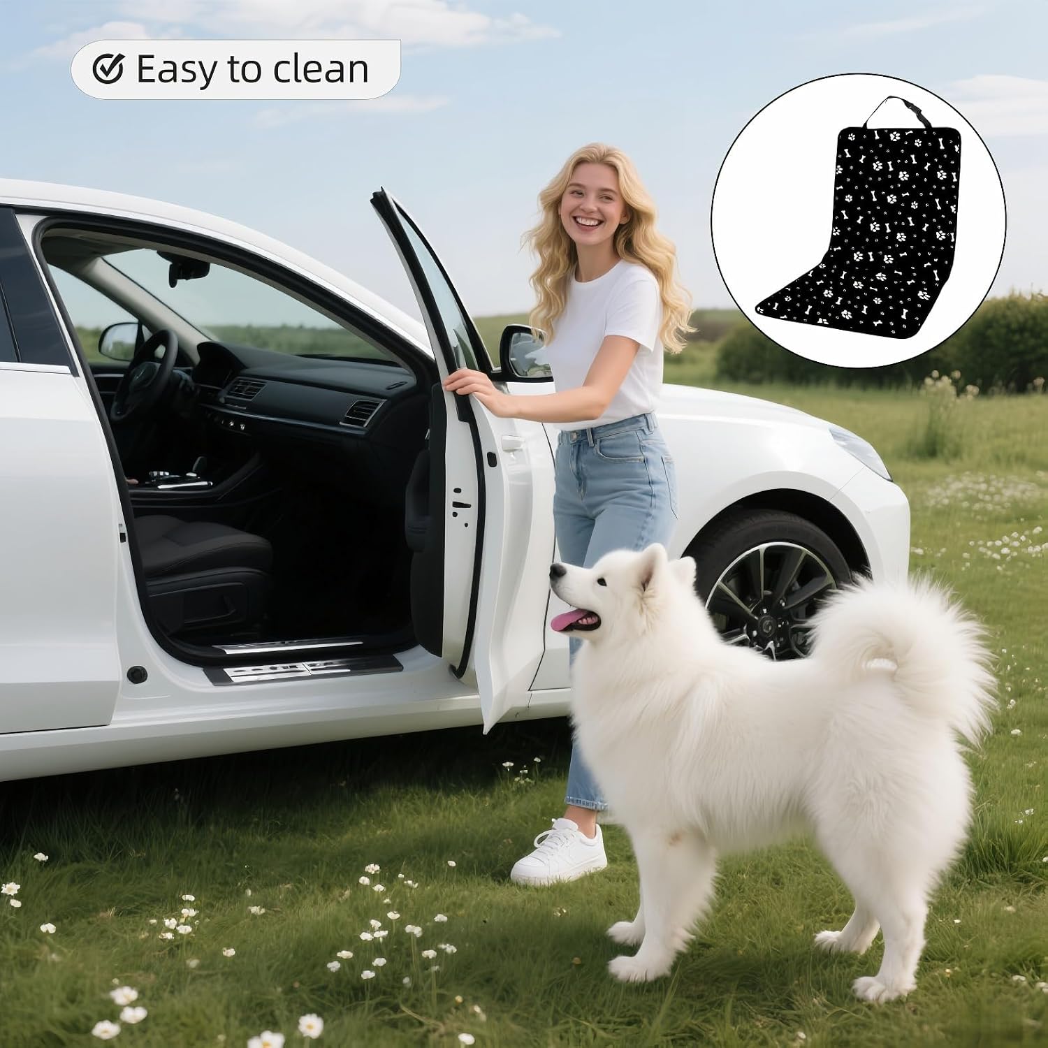Waterproof Pet Car Seat Cover for Dogs&Cats,Non-Slip Oxford Fabric Hammock,Easy Clean Travel Mat for Front & Back Seat, Adjustable Buckle Design,19.29x17.3 Inch,Heavy Duty Dog Car Seat Protector - Image 5