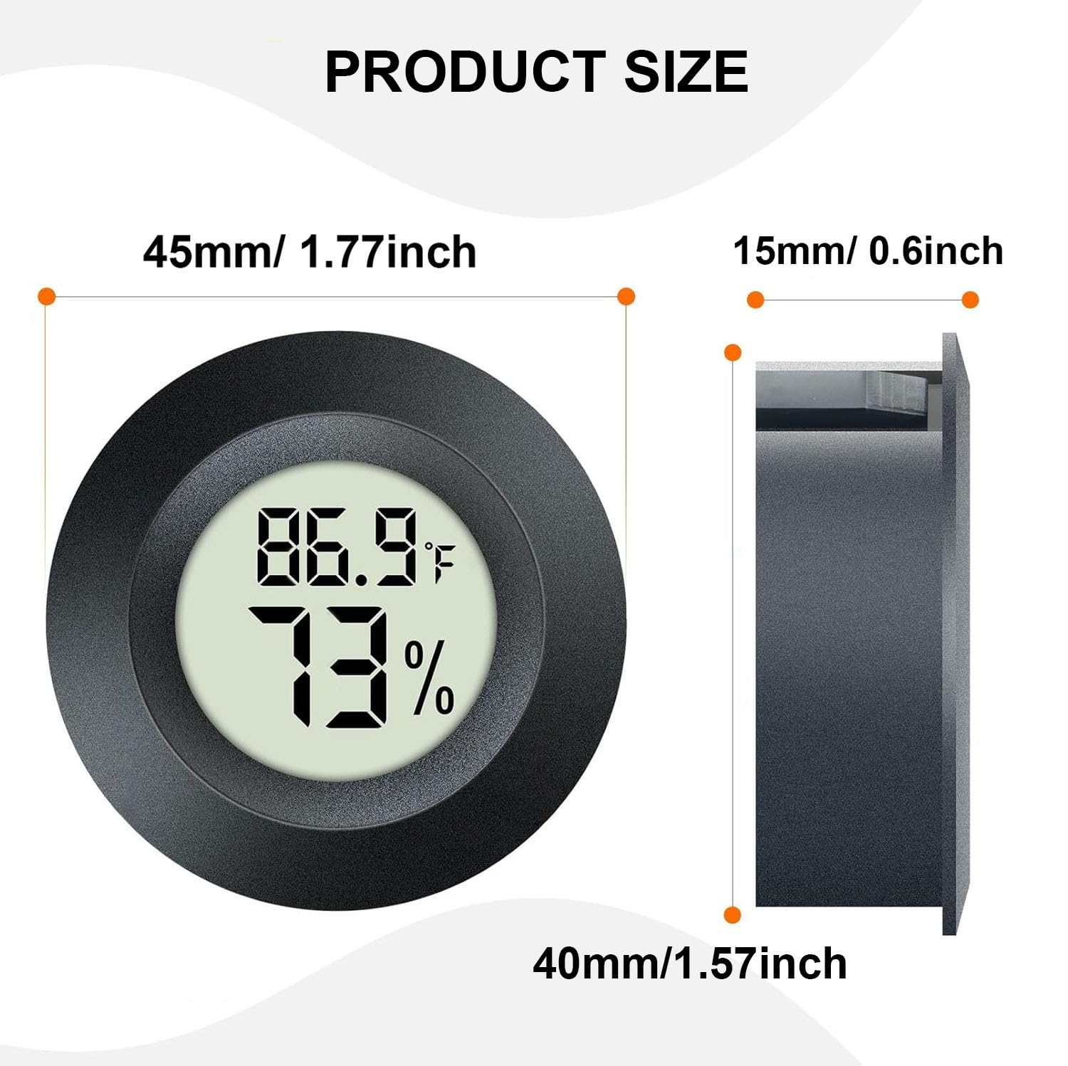 JEDEW 2 Pack Hygrometer Thermometer Digital Humidity Meter Indoor/Outdoor Humidity Monitor Reptile Thermo-Hygrometer for Greenhouse Humidors Terrarium Jars, Fahrenheit (℉) /Celsius(℃) (2) - Image 2