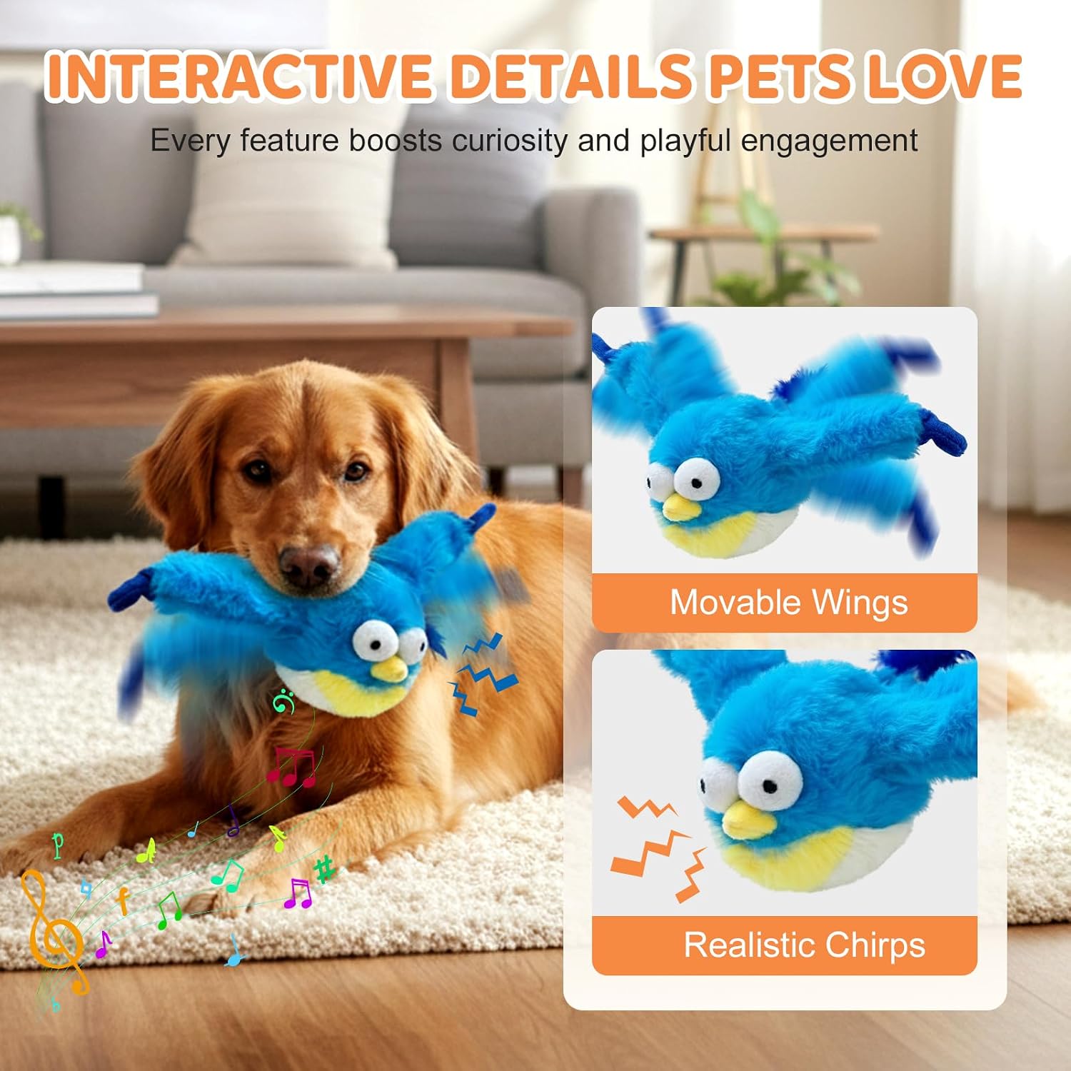 Interactive Flying Bird Cat Toy,2026 New Chirping Bird Cat Toy Flapping Bird Toy, Simulation Chirping Bird Toys Interactive Cat Toys for Bored Indoor Cats (1, Blue) - Image 2
