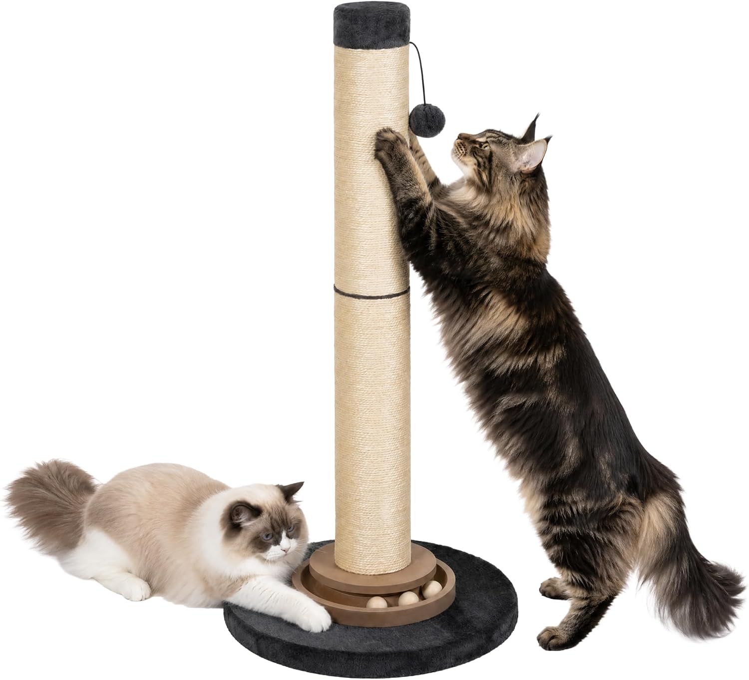 Heavy Duty Cat Scratching Post, 35 Inch Tall Cat Scratcher Cat Tree Tower with Hanging Ball for Indoor Cats Adults,Sisal Scratching Post with Toys - Image 2