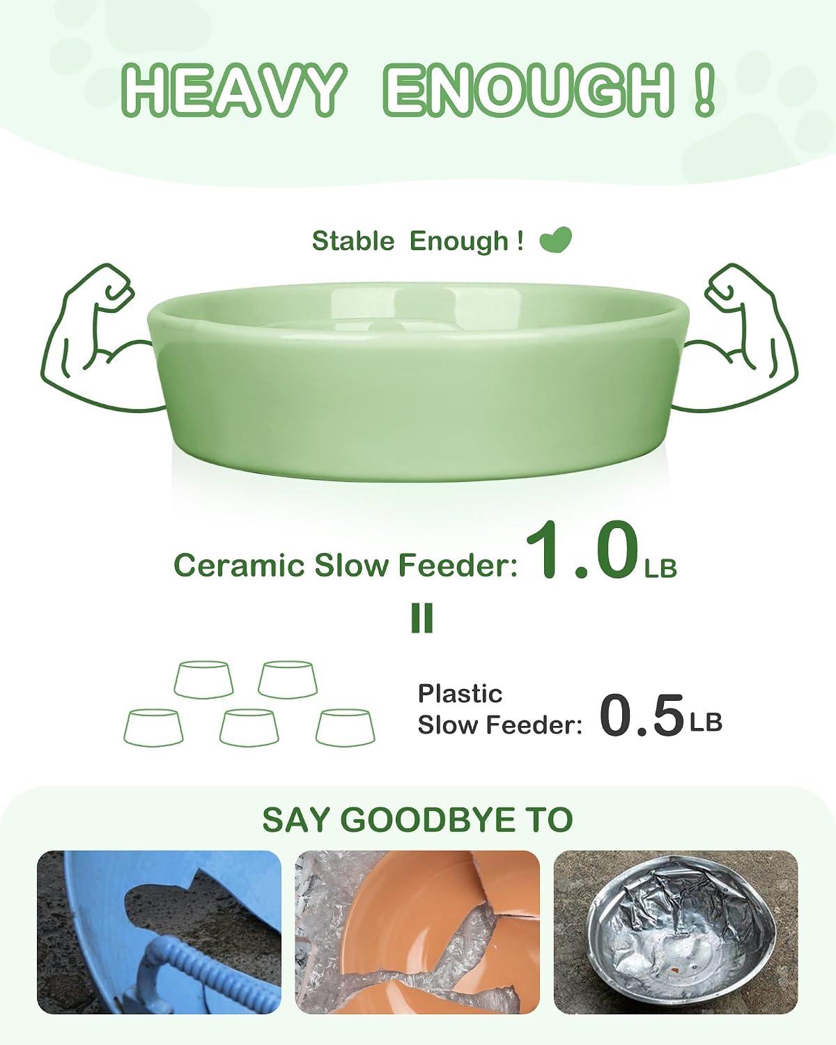 TRUVIC Ceramic Slow Feeder Dog Bowls Small Breed, 0.6 Cup Slow Feeder Cat Bowls for Fast Eaters, Ceramic Dog Food Dish no Black Chin, Puzzle Bowl for Small Dogs and Cats, Green - Image 5