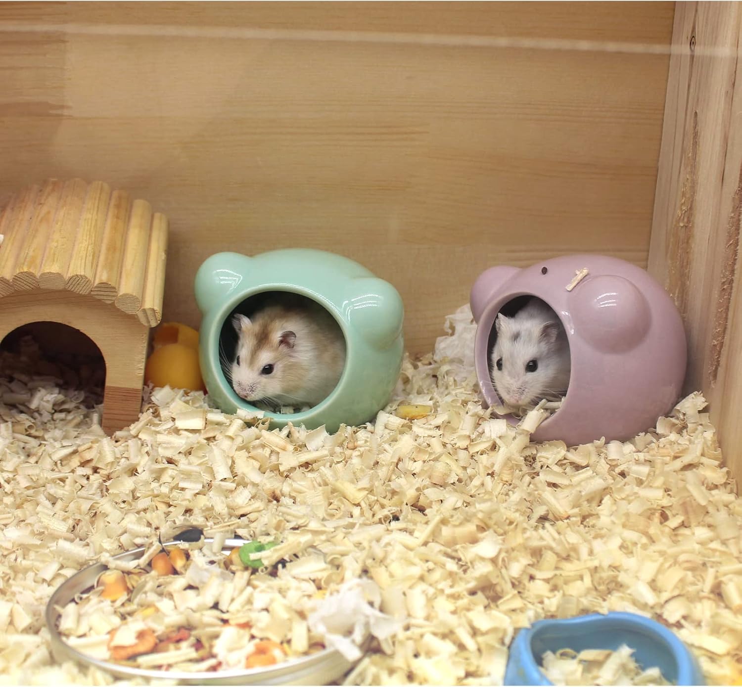 Ceramic Hamster House, Cute Animal Shaped Hamster Cave, Summer Cool Small Animal Hideout Habitat Decor for Dwarf Hamsters (Green) - Image 3