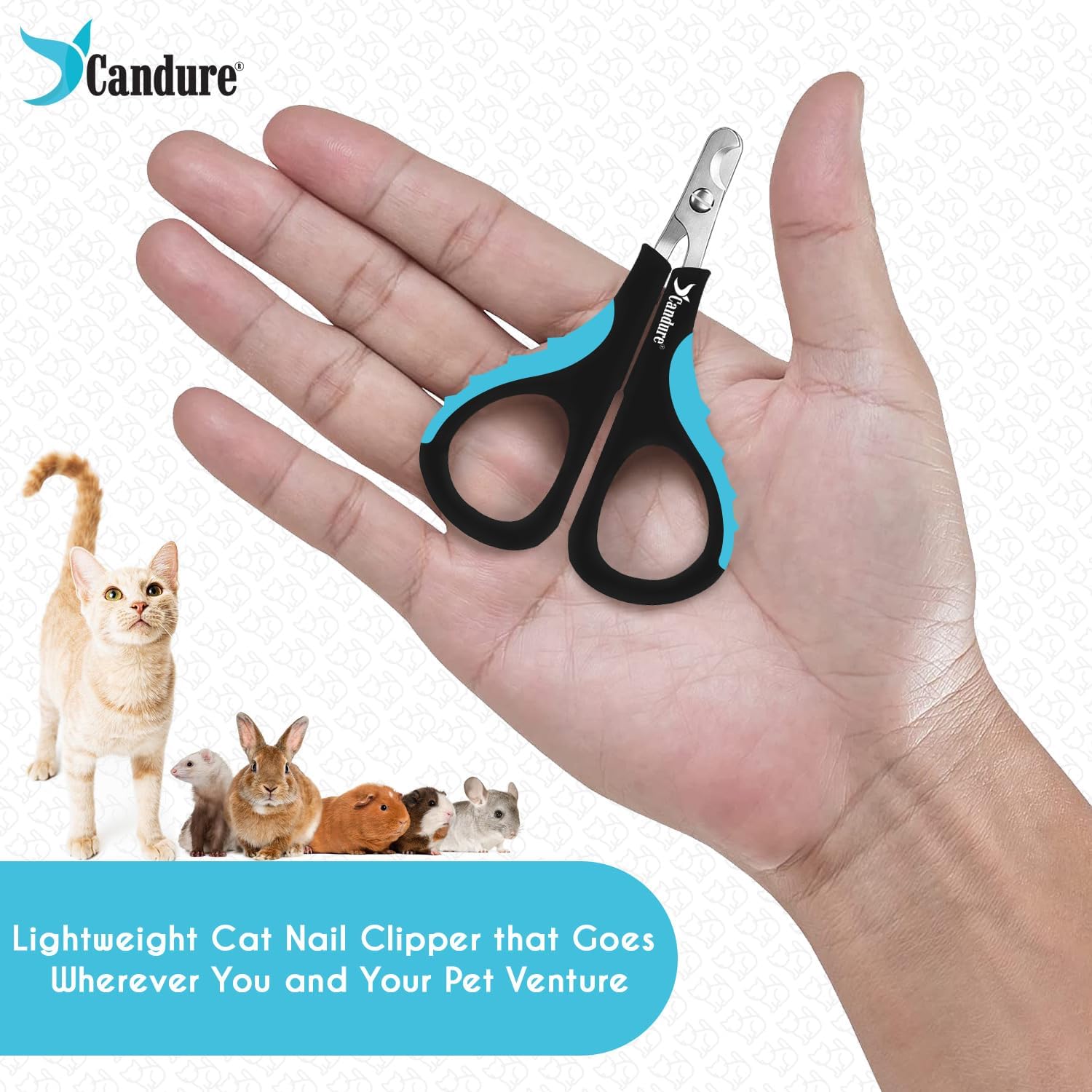 Candure Cat Nail Clipper Stainless Steel Cat Claw Trimmers for Rabbits, Guinea Pigs, Birds, Puppies, Kittens and Small Animals Pet Nail Clipper for Professional and Home Use (Blue) - Image 5