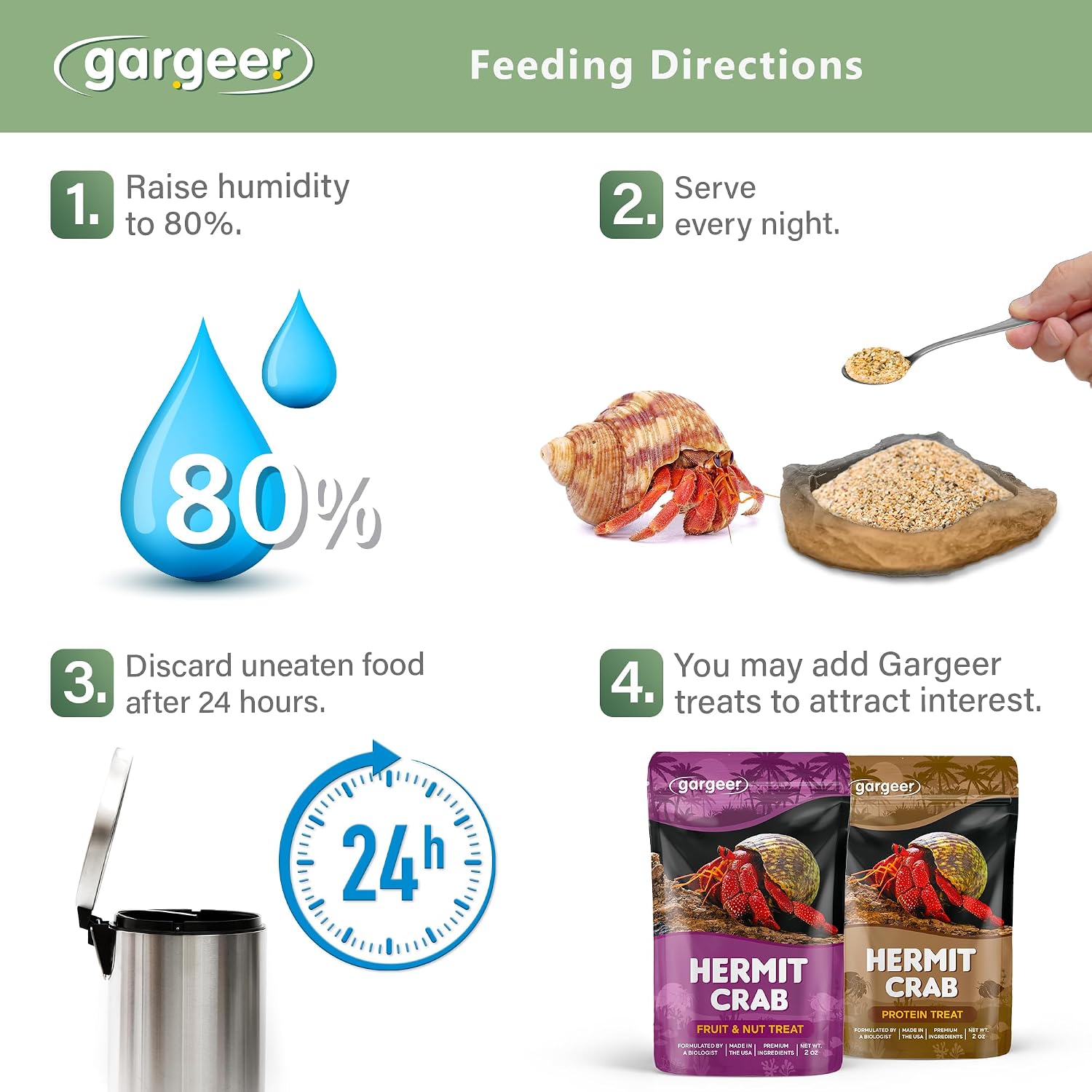 Gargeer 2oz Hermit Crab Seaweed Bounty Complete Diet. Easily Digested, Non-GMO Premium Ingredients Only. Strengthen Your Crab’s Exoskeleton, and Support All Nutritional and Immune System Needs - Image 3