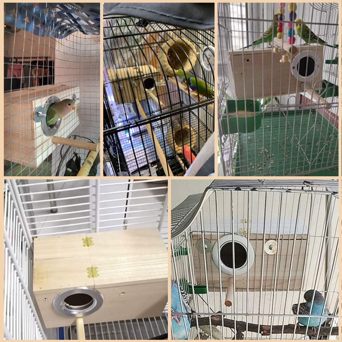 PINVNBY Parakeet Nesting Box Bird House Wood Breeding Box Parrots Mating Box for Lovebirds Budgie Finch Cockatoo Canary and Medium-Sized Birds(S) - Image 4