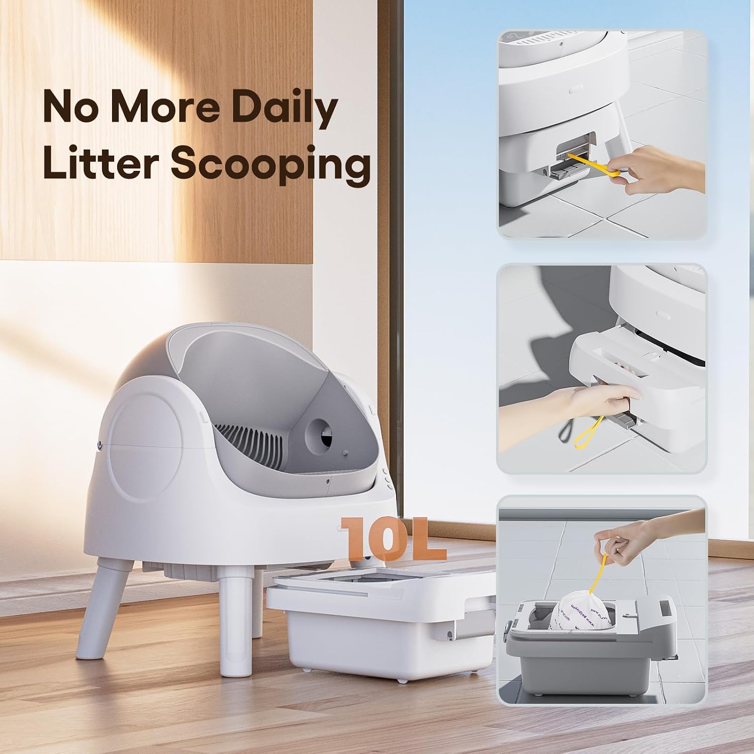 Self Cleaning Cat Litter Box, Automatic Litter Box for Multiple Cats, Integrated Safety Protection with Open-Top Design - Image 5