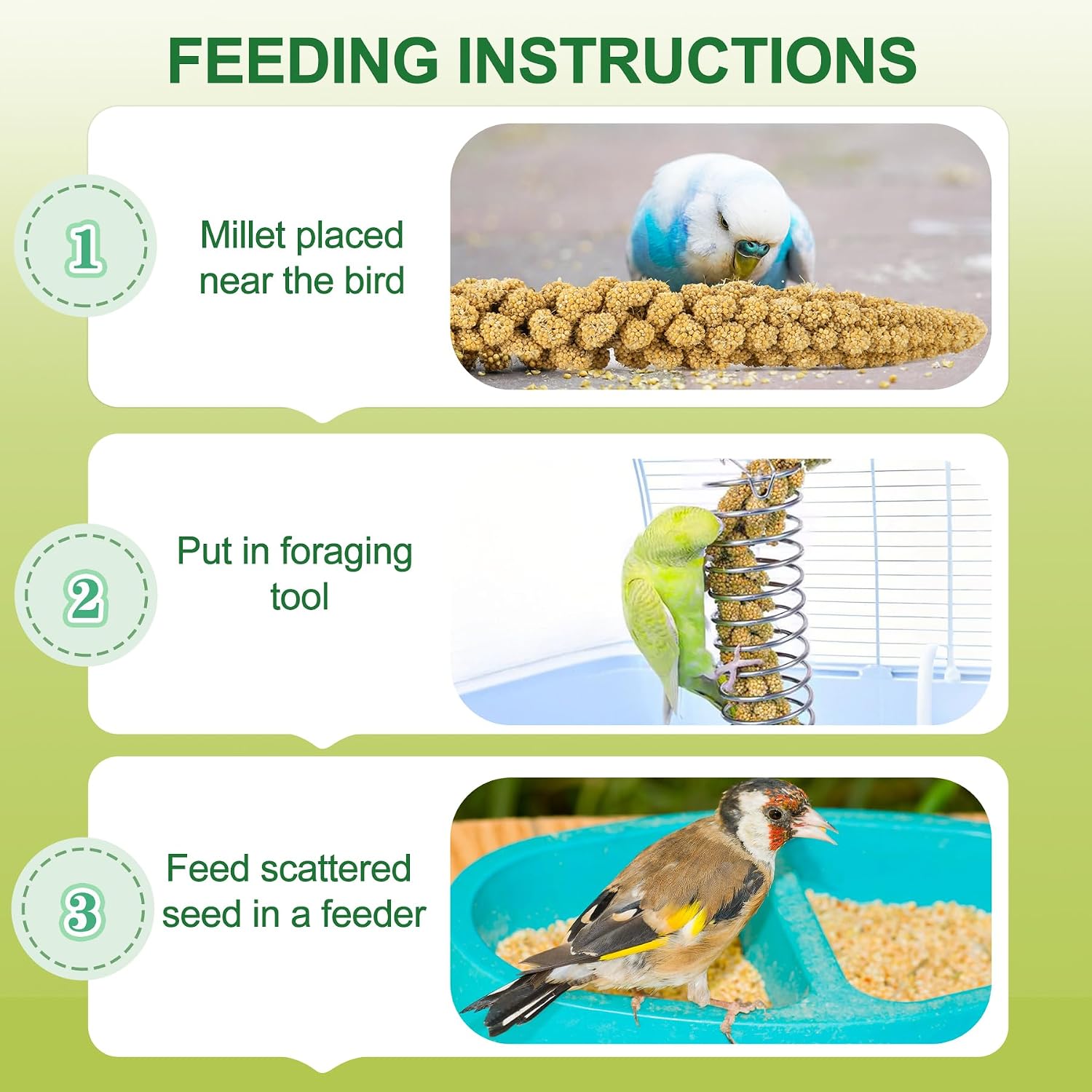 2LB Spray Millet Bird Treat for Parakeets, Natural Sun-Dried Birds Millet Spray for Parrots, Finches, Cockatiel, Budgie & Hamster, Bird Food Bulk - Image 5