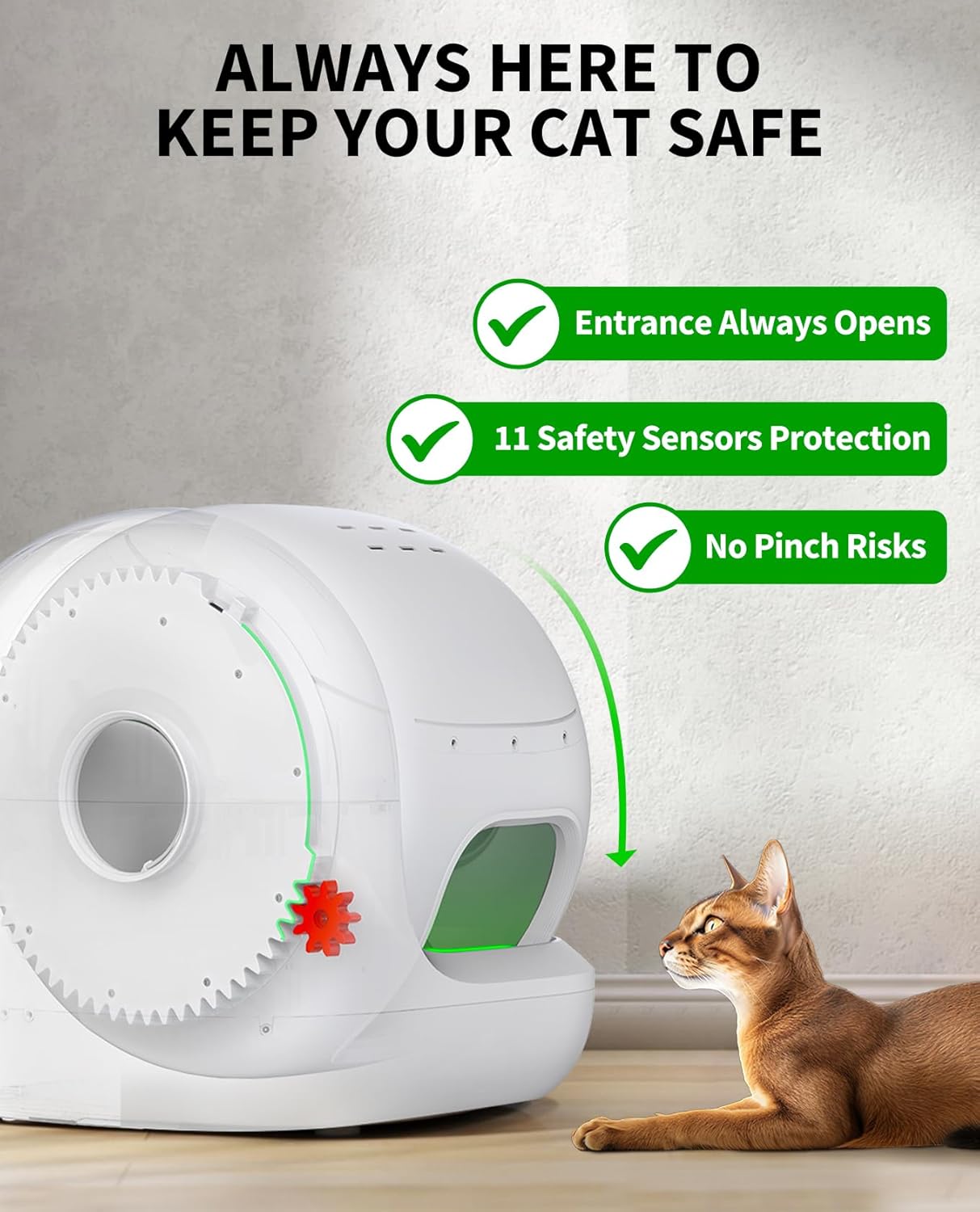 PETKIT PuraMax 2 Automatic Self-Cleaning Cat Litter Box, App Control Automatic Litter Box with Safety Sensors, Odor Free & Anti-Leakage Basic Bundle Includes Trash Bags,2.4G WiFi & Low Entrance - Image 3