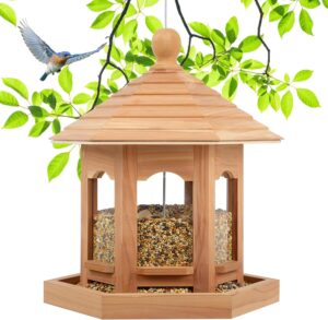 Wooden Bird Feeder for Outdoors Han...