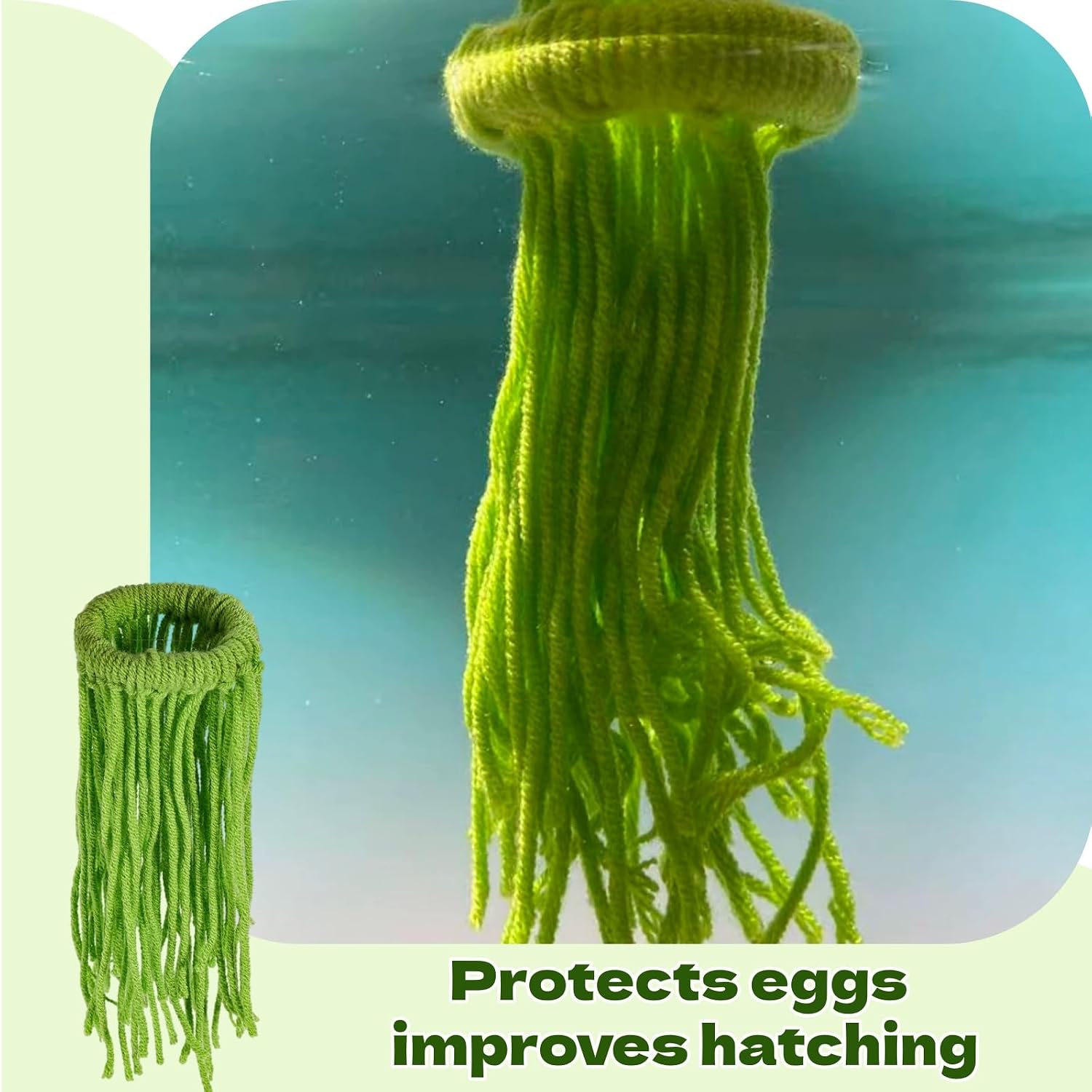 Spawning Mop Handmade Fish Breeding Grass Fish Tank Breeding Mop Decorative Aquarium Plants Floating Green Aquarium Decor for Securing Eggs and Protecting New Fry - Image 4