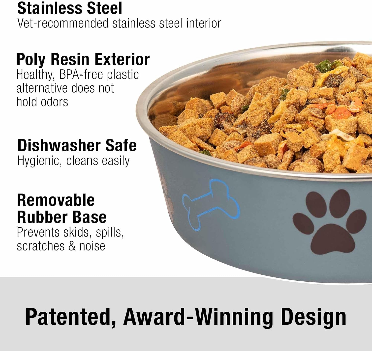 Loving Pets Bella Dog Bowls- Stainless Steel Dog & Cat Bowls - Spill Proof Dog Food Bowl, Cat Bowl, Puppy Essentials & Pet Supplies Great for Home & Travel (Medium 20-35 lbs, Blueberry) - Image 2