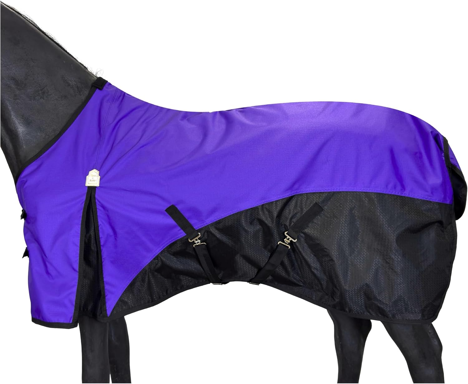 BARN & STABLE 600D Ripstop Lightweight Horse Turnout Sheet No Fill,Water-Resistant & Breathable Horse Blanket for Spring and Mild Weather, with Anti-Rub Fleece Withers