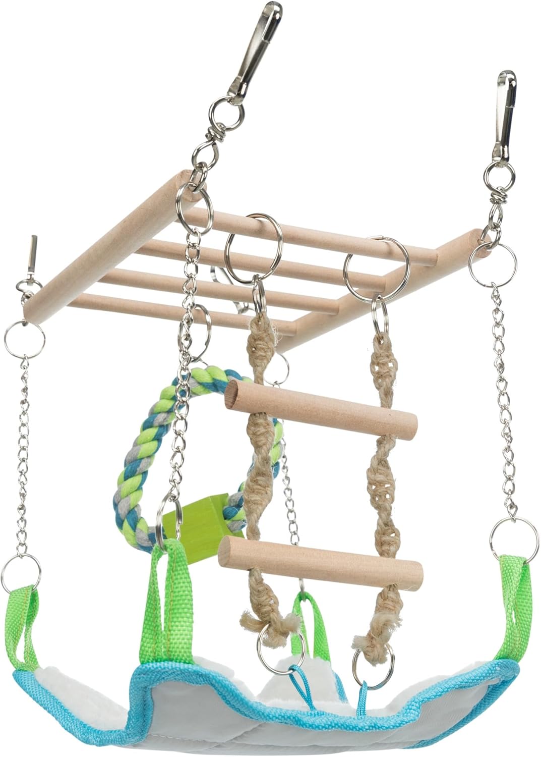 Trixie Small Animal Suspension Bridge, Hanging Cage Accessory with Hammock and Climbing Toys - Ladder and Ring, Ideal for Rats, Ferrets, Guinea Pigs, Mice - Image 6