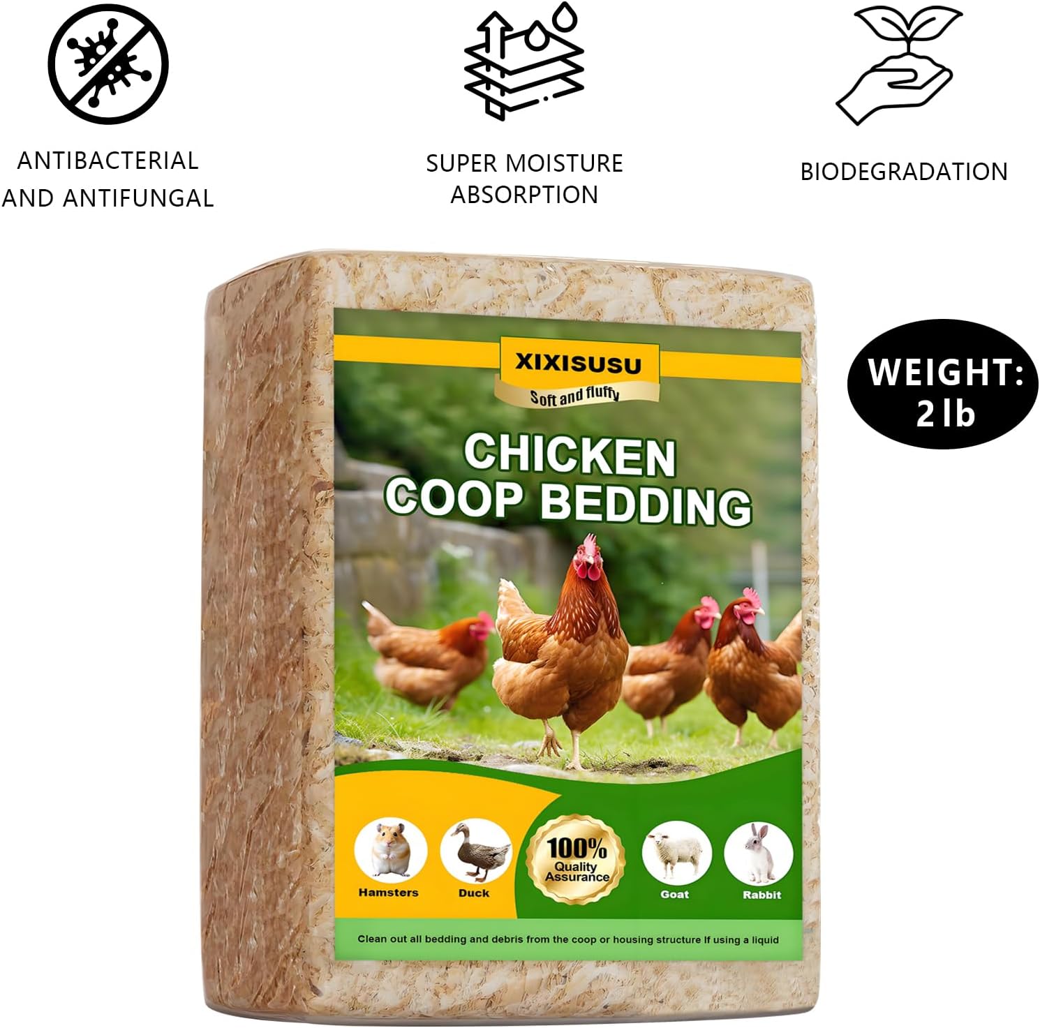 Pine Shavings, Wood Shavings, Chicken Coop, Small Animal Bedding, Chicken Coop Bedding, Odor Control for Pet Guinea Pigs, Rabbits, Hamsters, Gerbils, and Chinchillas (2 LB) - Image 2