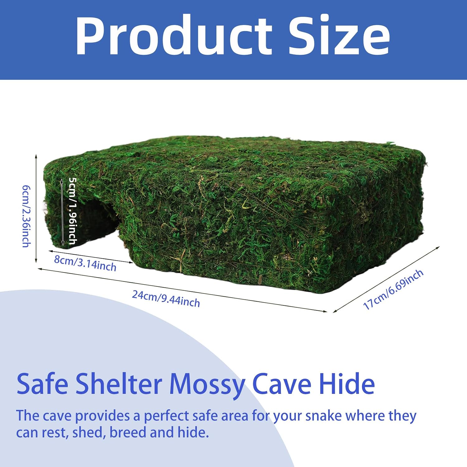 Handmade Reptile Moss Cave M, 9.4" Shelter for Gecko Hamster | Moss reptile cave hide, Smooth edges, no injury, Suitable for humid environments - Image 2