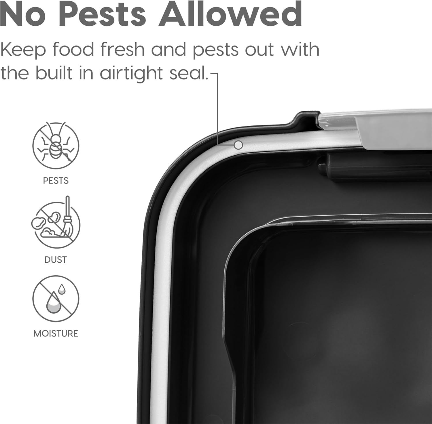 IRIS USA Airtight Pet Food Storage Container with Wheels, Black, 30 lb Capacity - BPA-Free Clear Plastic Bin with Snap-Lid Seal to Keep Kibble, Pellets or Seeds Fresh for Dogs, Cats and Birds - Image 4