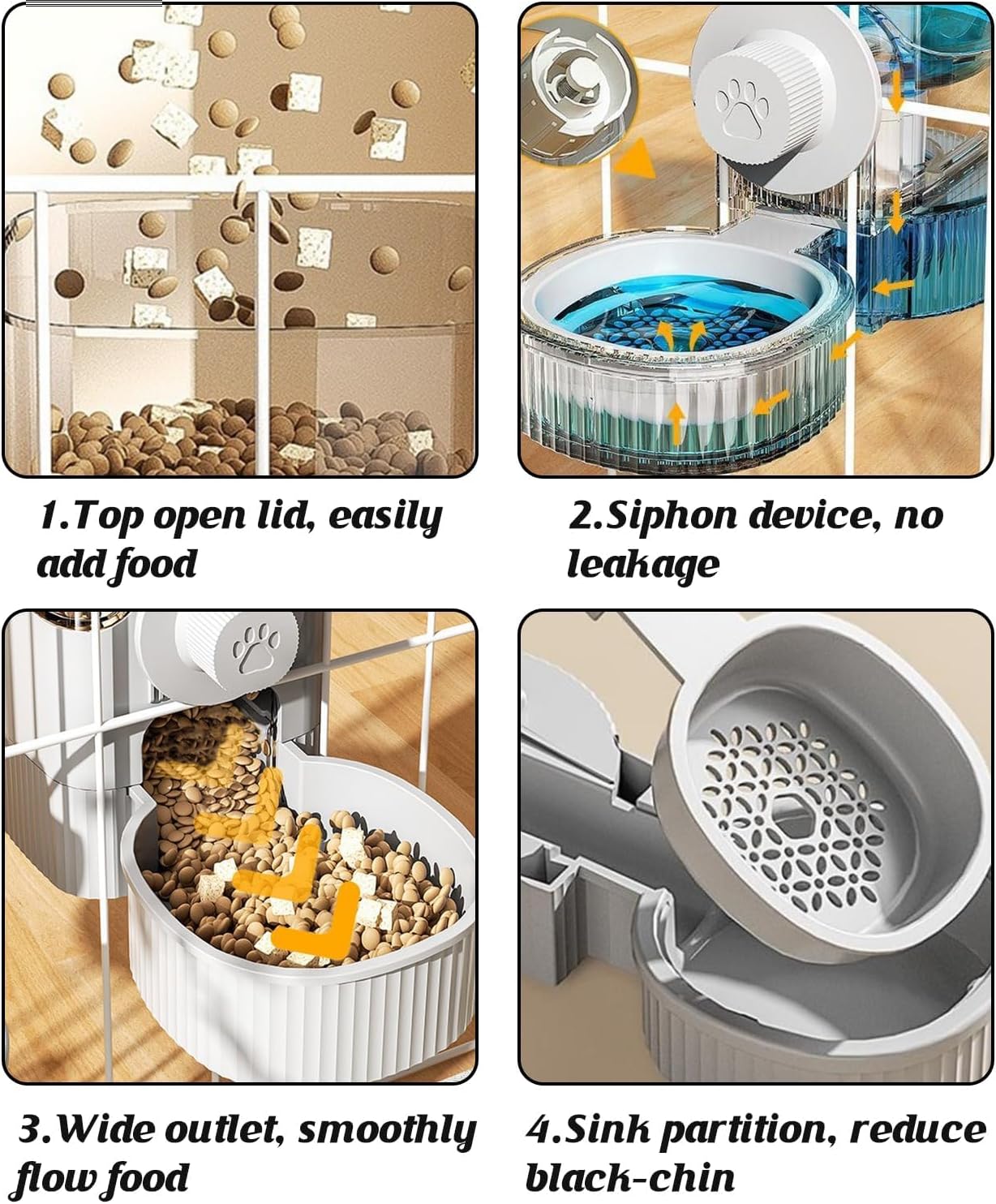 GPY Automatic Hanging Gravity Pet Feeder and Water Dispenser Set ,Automatic Rabbit Feeder and Dog Water Dispenser for Dogs Cats Pets Animals Large Capacity (Blue Water Feeder&Food Feeder) (Grey) - Image 5