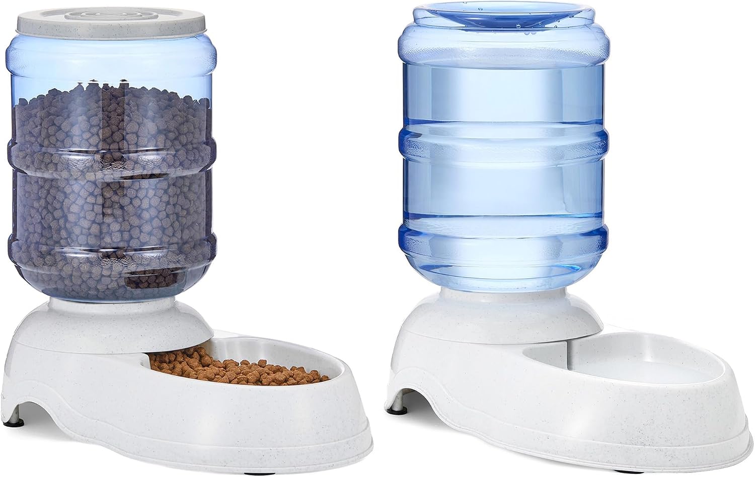 Amazon Basics Automatic Pet Water Dispenser and Gravity Food Feeder Set for Cat and Dog, Easy to Clean, 152fl.oz food feeder, 135.3fl.oz water dispenser, Small, Pack of 2