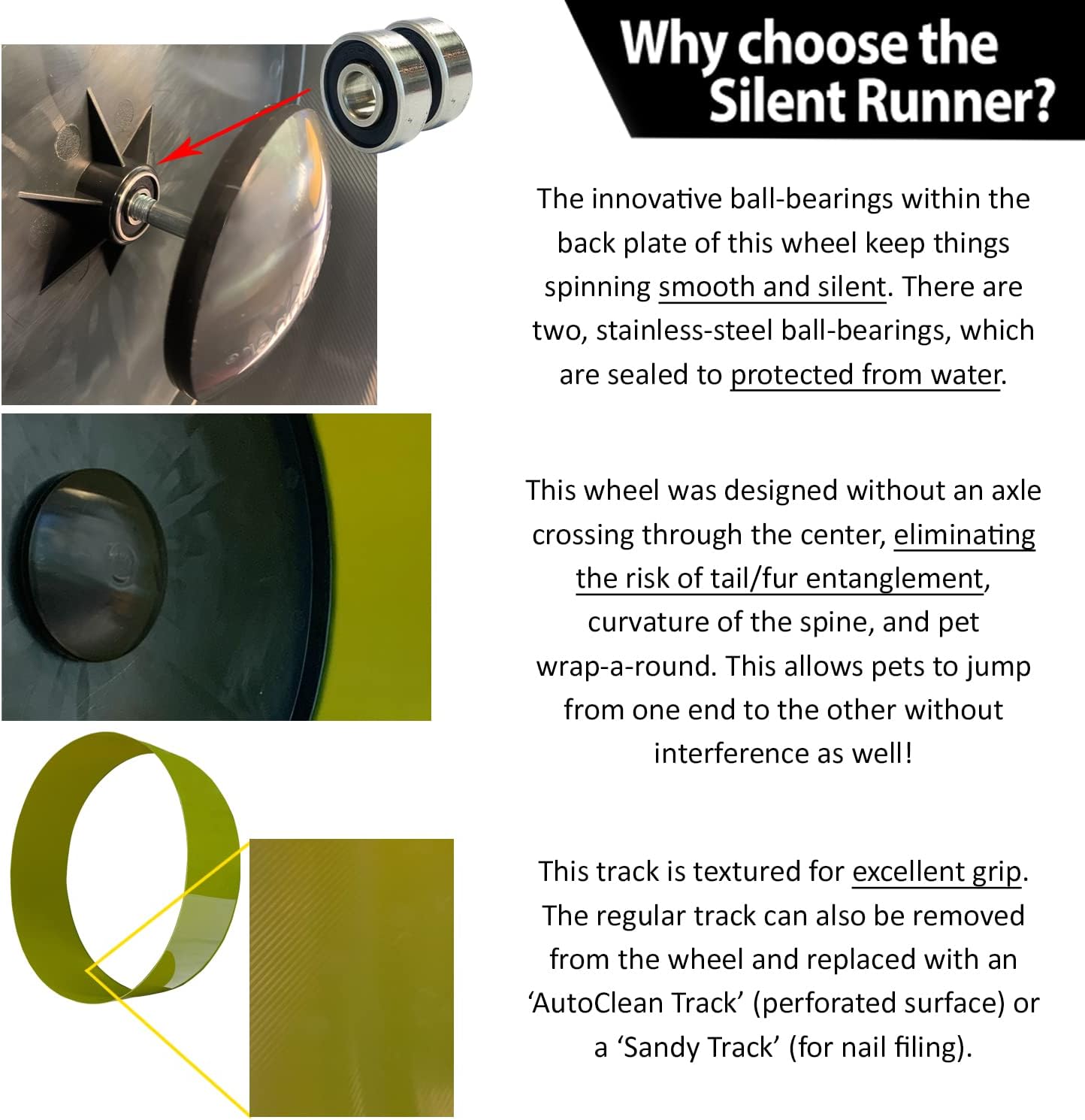 Silent Runner 12" Wide + Cage Attachment - Silent, Fast, Durable Exercise Wheel - Sugar Gliders, Degus, Rats, Hedgehogs, Prairie Dogs & Small Pets - Image 4