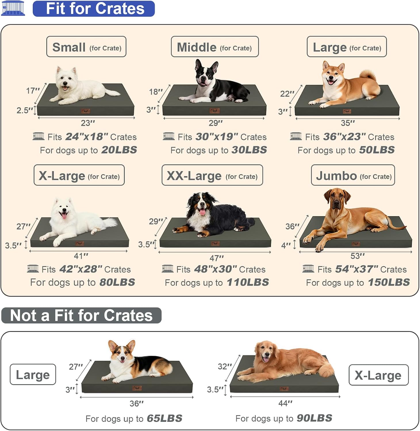 Waterproof Orthopedic Outdoor Dog Bed XL for Extra Large Dogs | Egg Crate Foam for Joint Support, TPU Waterproof Layer, Machine Washable 1680D Oxford Cover, 44 x 32 Inch, Up to 90 lbs - Image 2