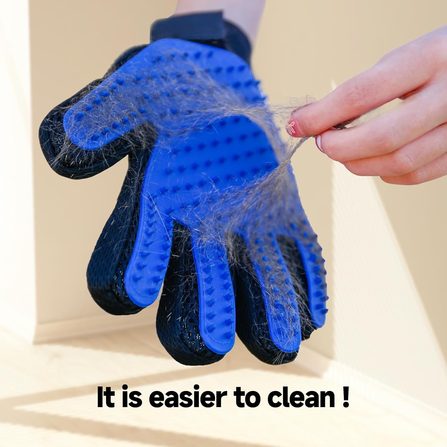 NVNAN Pet Hair Removal Glove for Dogs & Cats, 2-Pack Blue | 2-in-1 deshedding brush and massage mitt for shedding control, bathing and washing, safe for short or long hair pets - Image 3