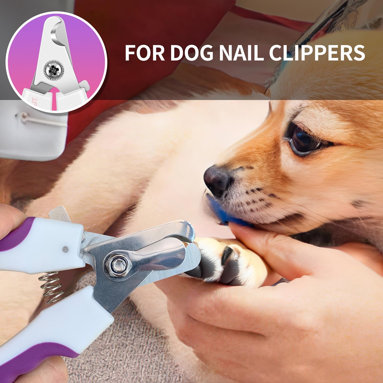 6" Dog Nail Clippers for Small, Medium and Large Breed Professional Pet Nail Trimmers -Suitable for Cats, Rabbits and Guinea Pigs with Safety Guard to Avoid Over Cutting (Pink) - Image 5