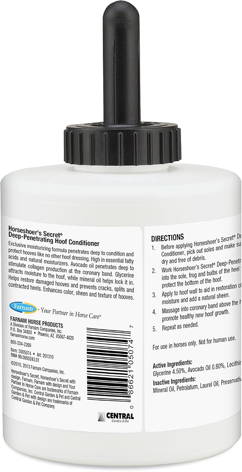 Farnam Horseshoer's Secret Deep-Penetrating Hoof Oil for Horses, Conditions Dry Hooves, Prevents Cracks, Splits & Contracted Heels, Contains Avocado, Glycerine & Mineral Oils, Fast Absorbing, 32 Oz - Image 9
