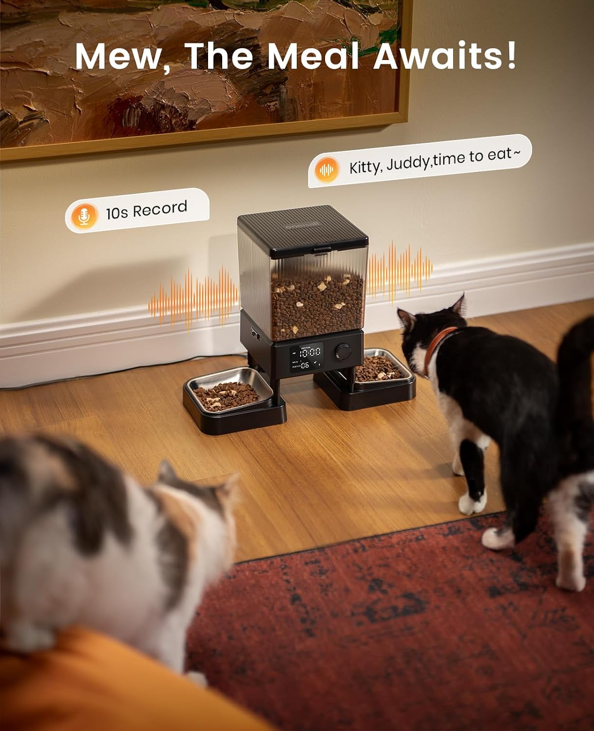 oneisall Automatic Cat Feeder for 2 Cats, 20 Cups/5L Automatic Cat Food Dispenser for Small Pets Indoor, Timed Cat Feeder for Dry Food - Image 8