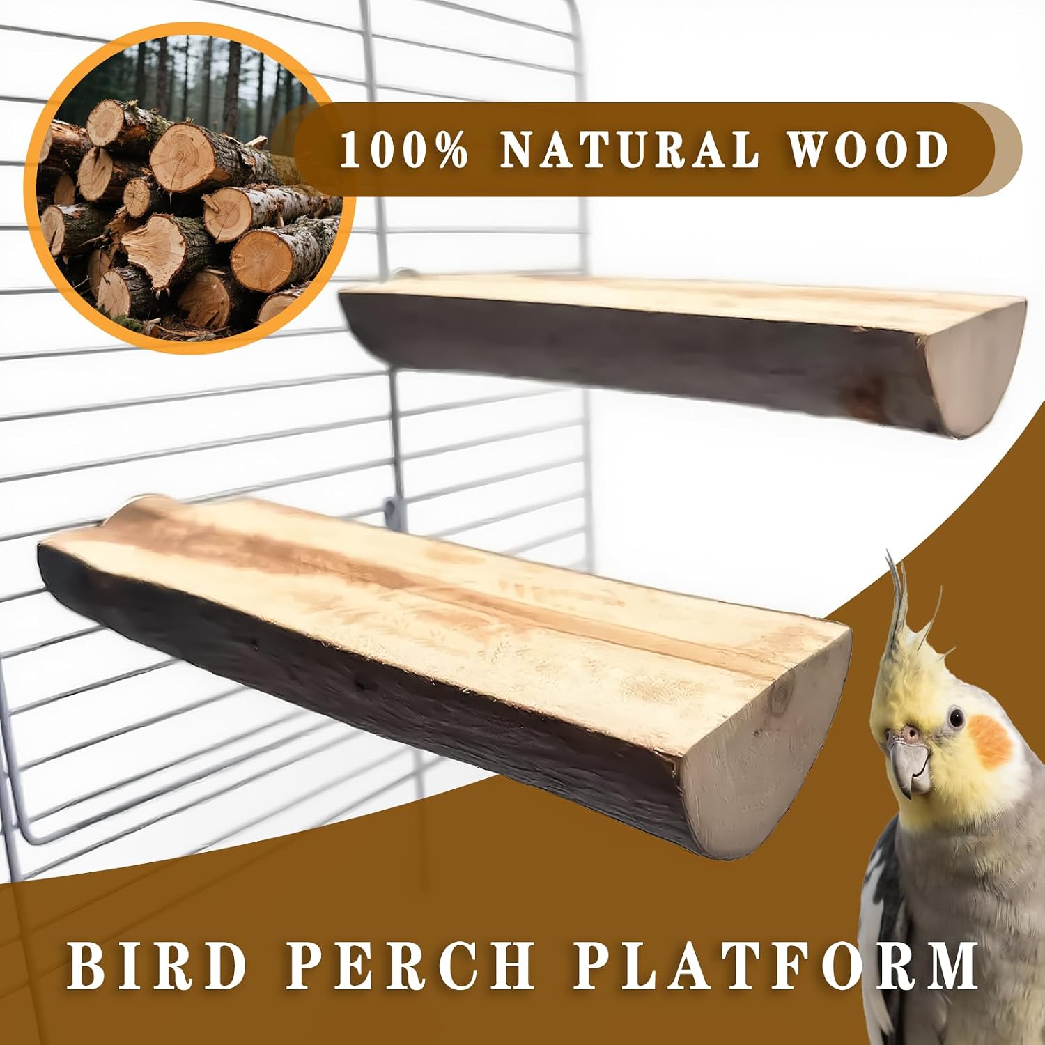 5Pcs Natural Wooden Bird Perch Set – Parrot Perch Toys, Bird Cage Perches, Cage Accessories for Budgies, Cockatiels, Lovebirds, Finches, and Other Small to Medium Birds - Image 4
