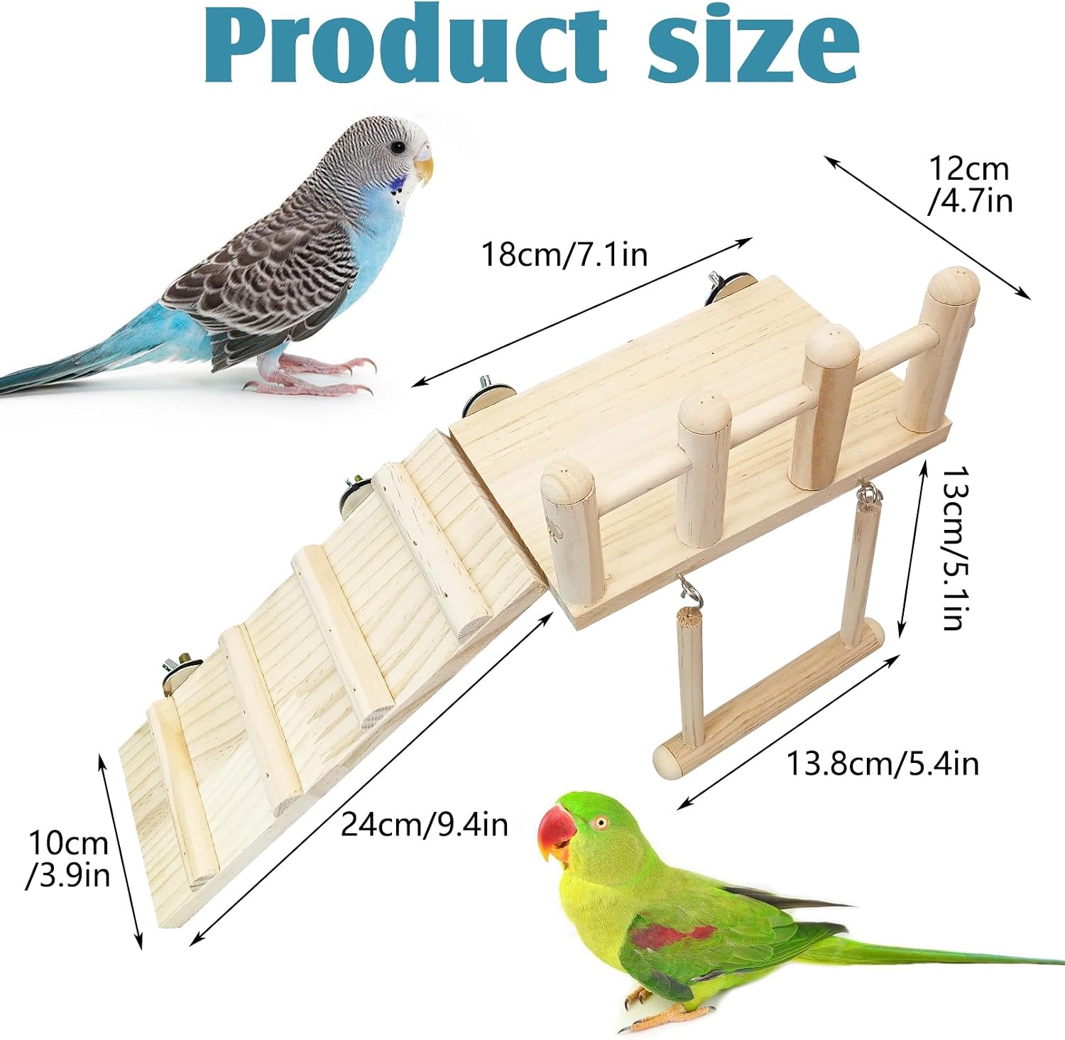 Hamiledyi 13Pcs Parrot Swing Chew Toys Bird Perches Platform with Climbing Ladder Hanging Cage Accessories for Parakeet, Conure, Finch, Lovebirds, Budgie, Canary Standing - Image 2