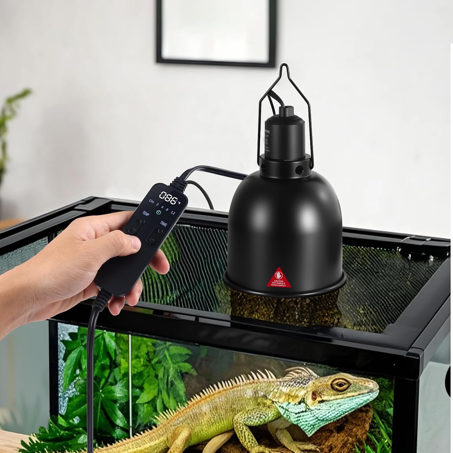 DXOPHIEX 5.5inch deep Reptile Light Fixture Reptile Heat lamp with Thermostat, max 100W Fixture with 100W Ceramic Heat Emitter for Turtle, Frog, Gecko, Snake, Lizard, Bearded Dragon - Image 6