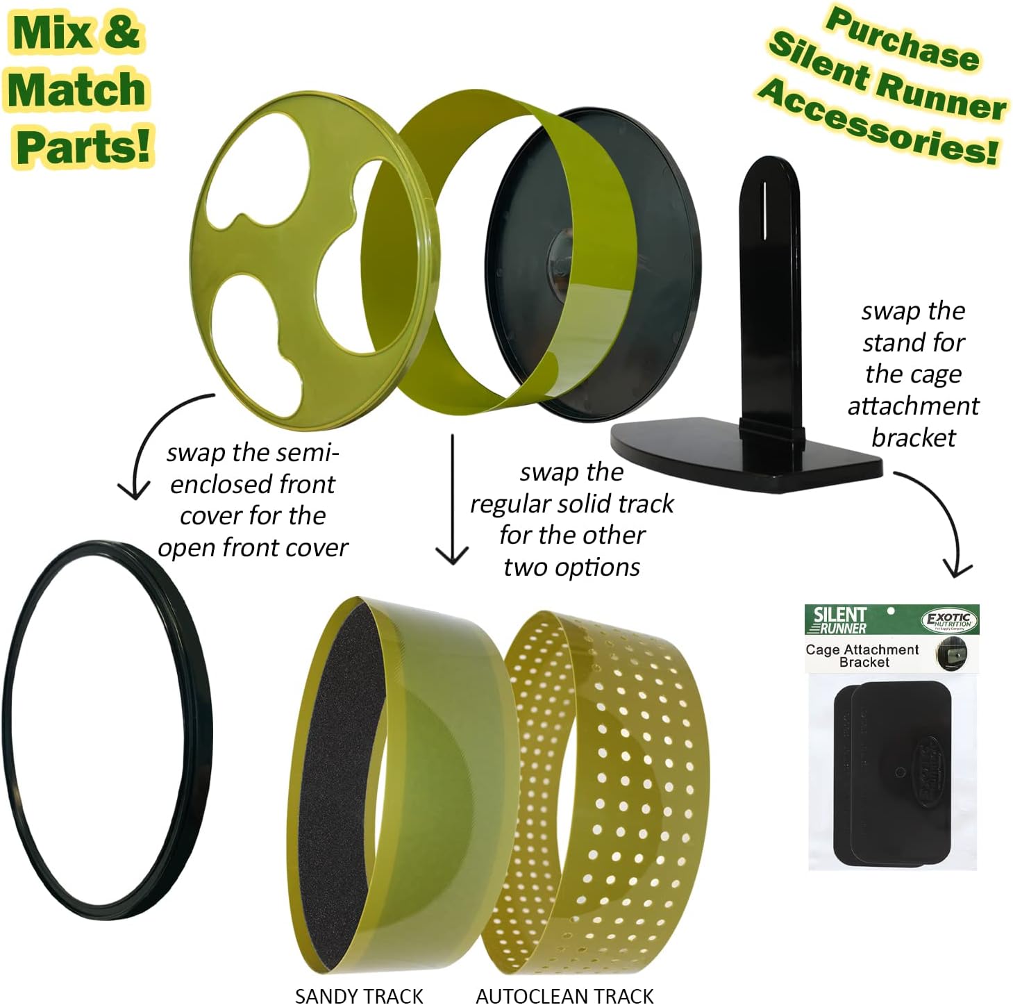 Silent Runner 12" Wide + Cage Attachment - Silent, Fast, Durable Exercise Wheel - Sugar Gliders, Degus, Rats, Hedgehogs, Prairie Dogs & Small Pets - Image 5