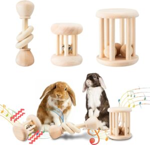 AOWPFVV 3 Pcs Wooden Bunny Toys ...
