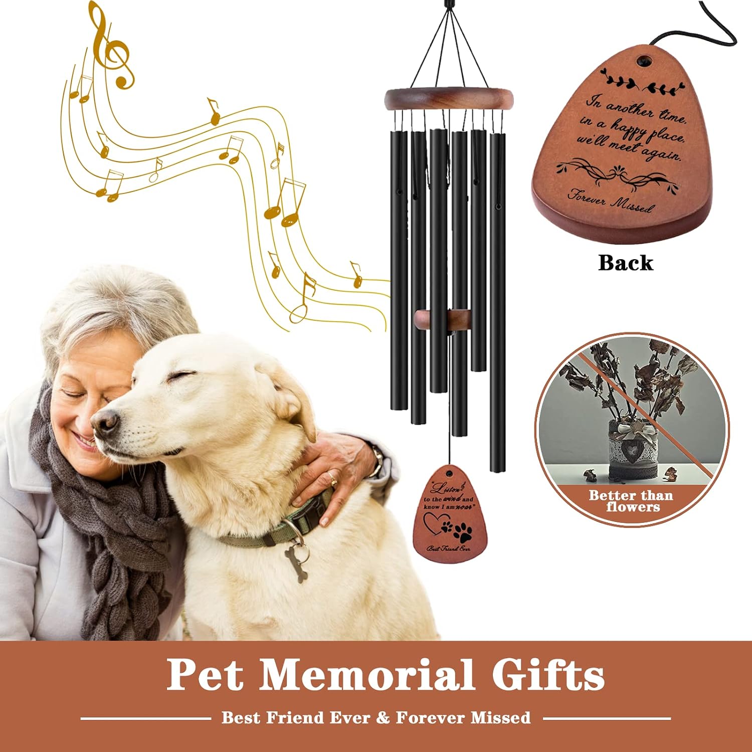 Dog Memorial Gifts, 28" Pet Memorial Wind Chimes, Loss of Dog Sympathy Gift, Pet Loss Passing Away Remembrance Bereavement Gift - Image 2