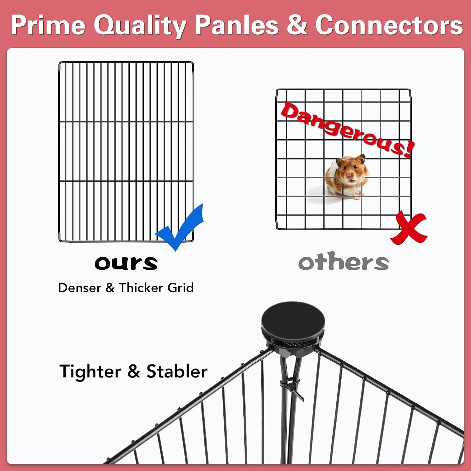 VISCOO 12 Panels Small Animal Playpen, 48" x 24" x 16" Pet Playpen with Waterproof Mat, C&C Cage for Guinea Pigs, Puppy Play Pen, Bunny Playpen, Indoor Outdoor Portable Metal Wire Yard Fence - Image 6